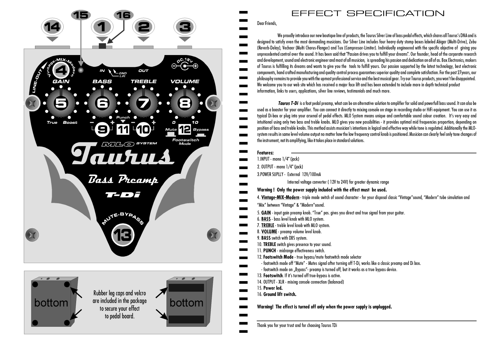 Taurus T-Di User Manual