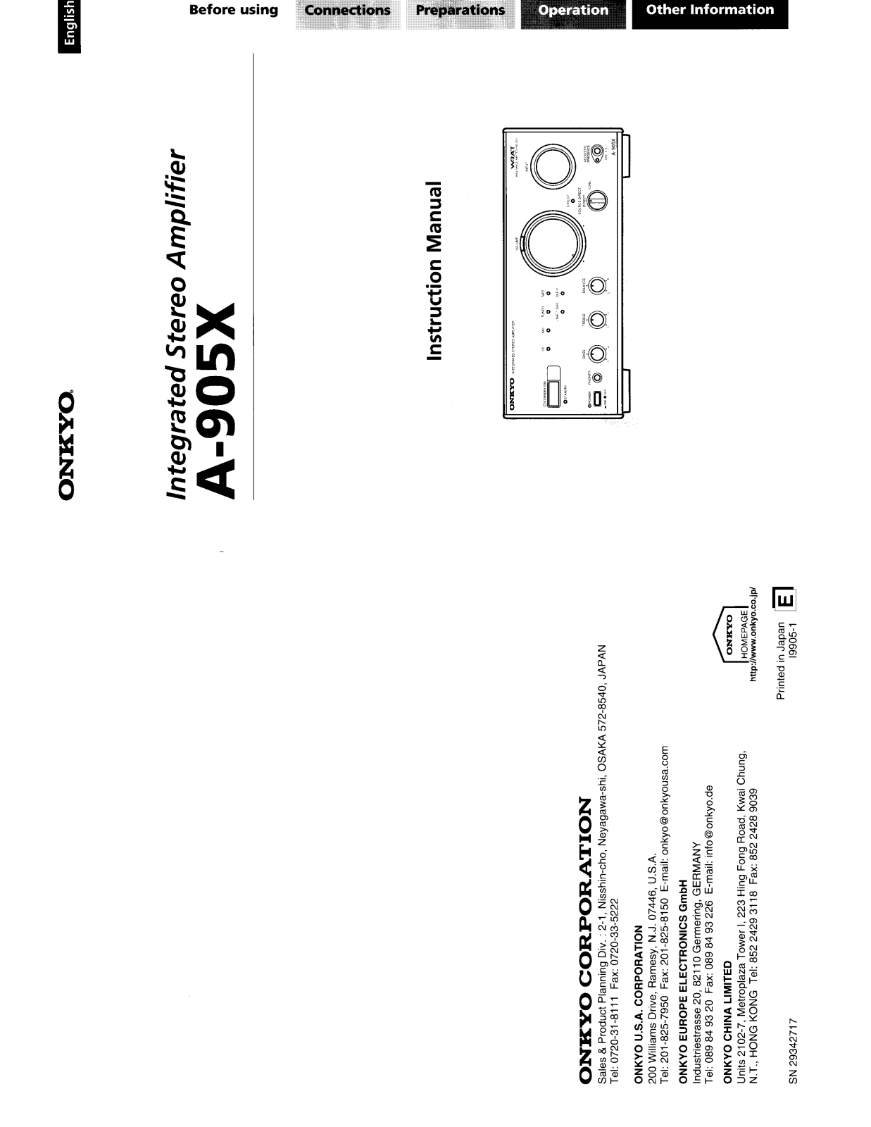 Onkyo A-905X User Guide