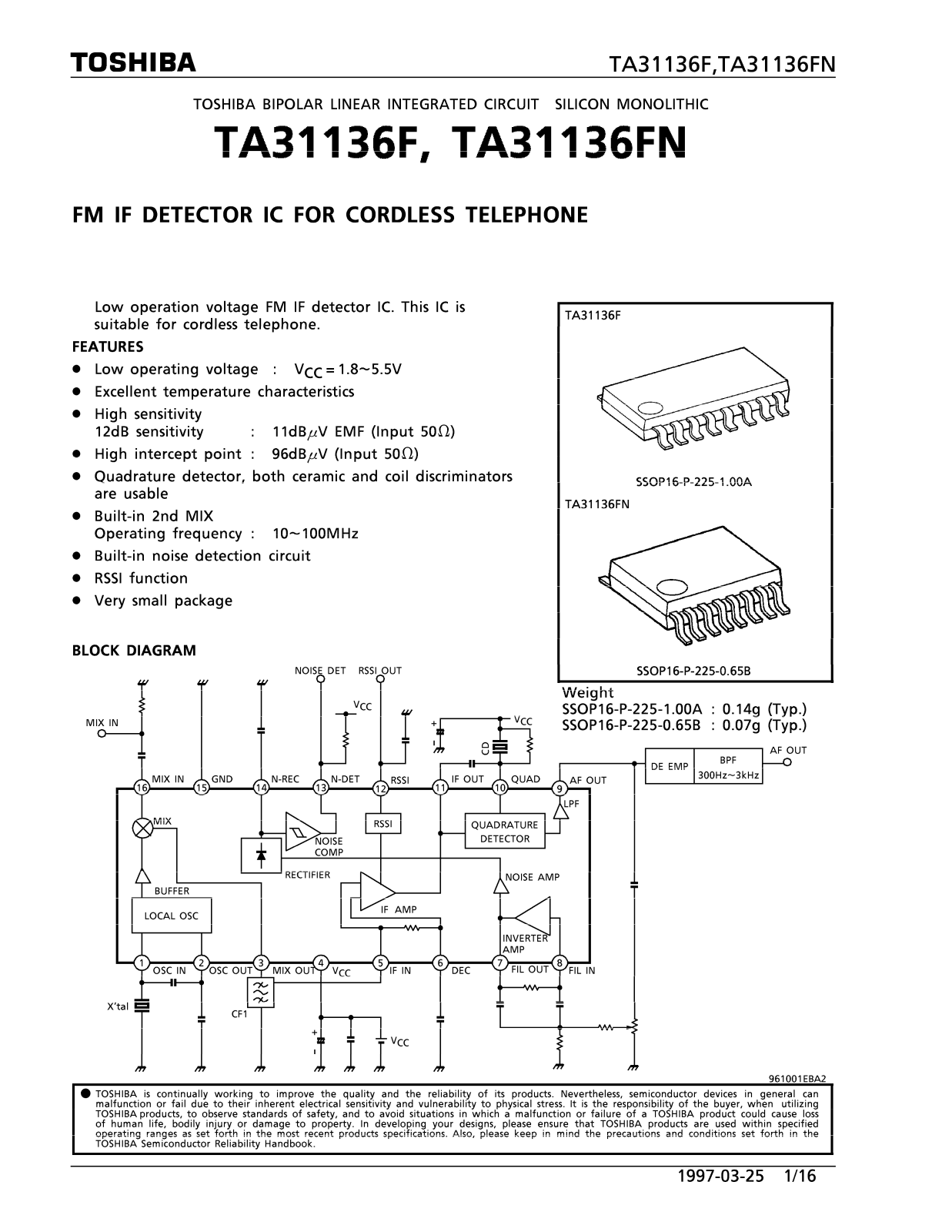 Datasheet TA31136F Specification - ManualMachine.com