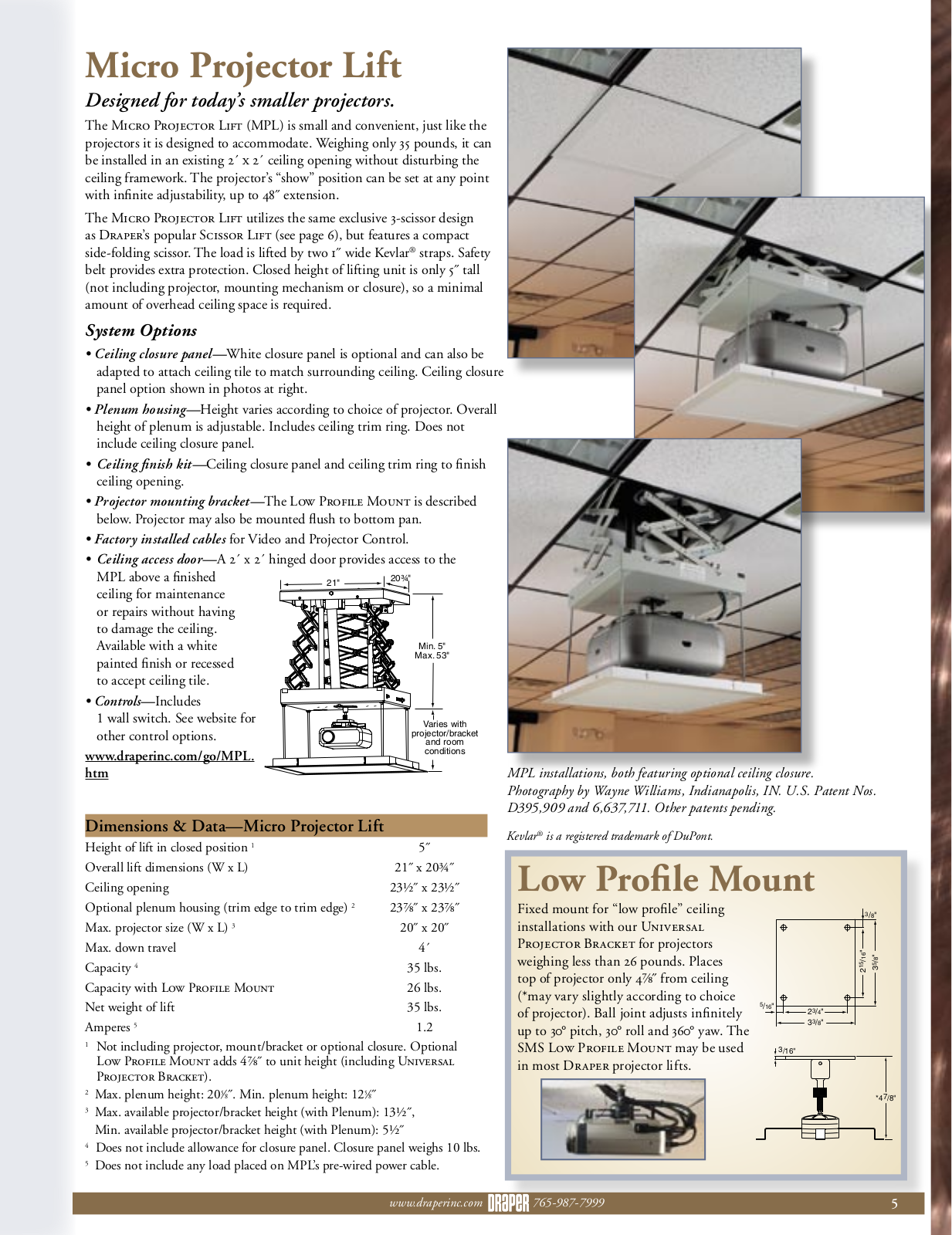 Draper Micro Projector Lift User Manual