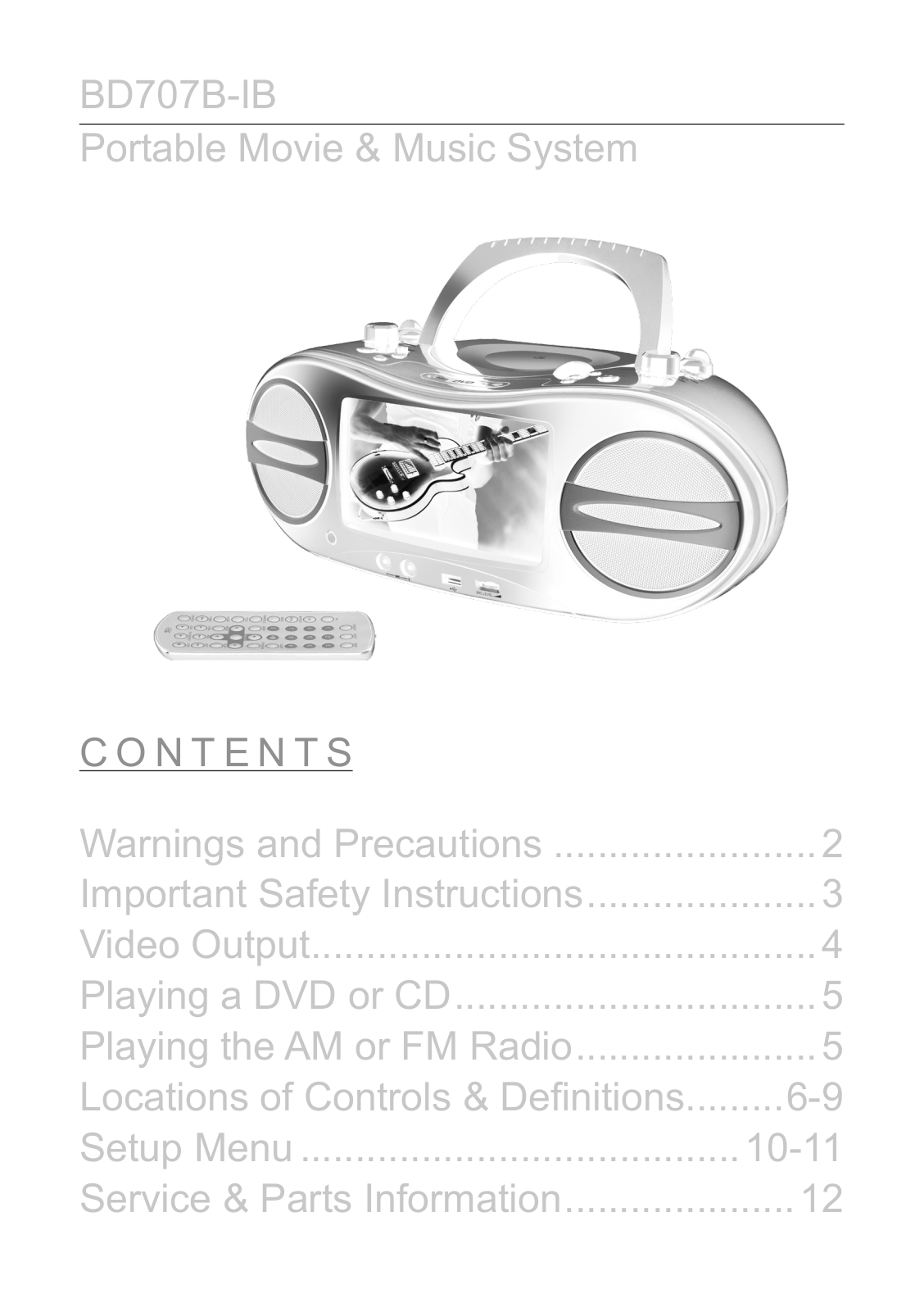 GPX BD707B-IB User Manual