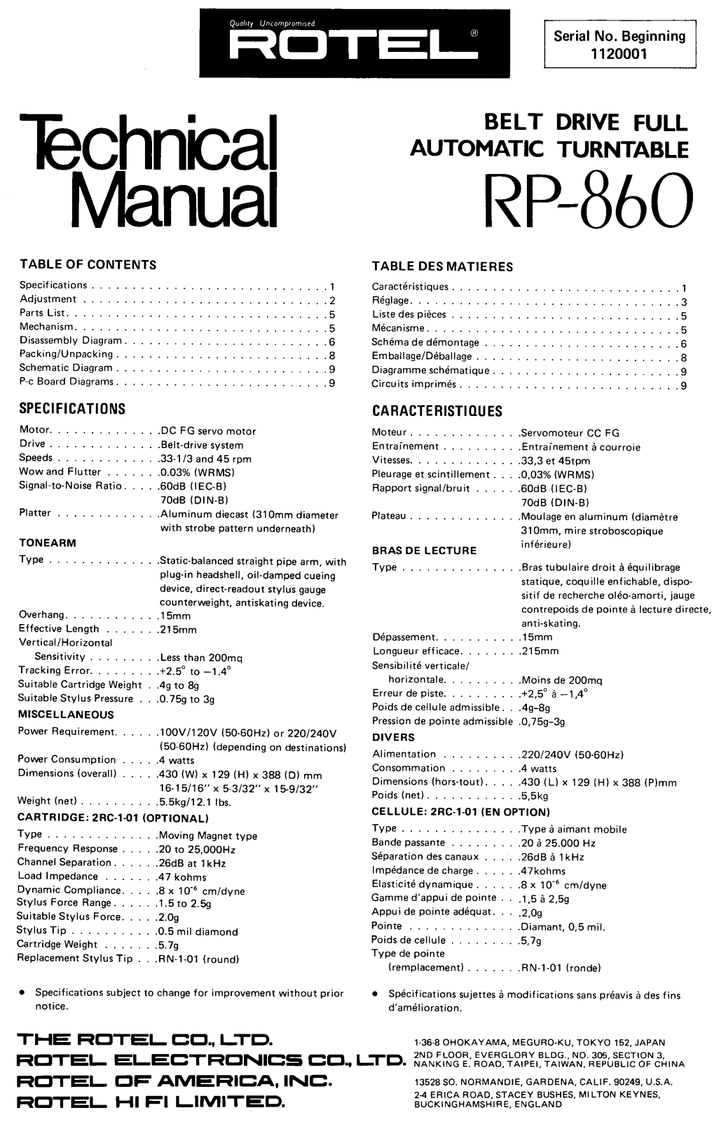 Rotel RP-860 Service manual