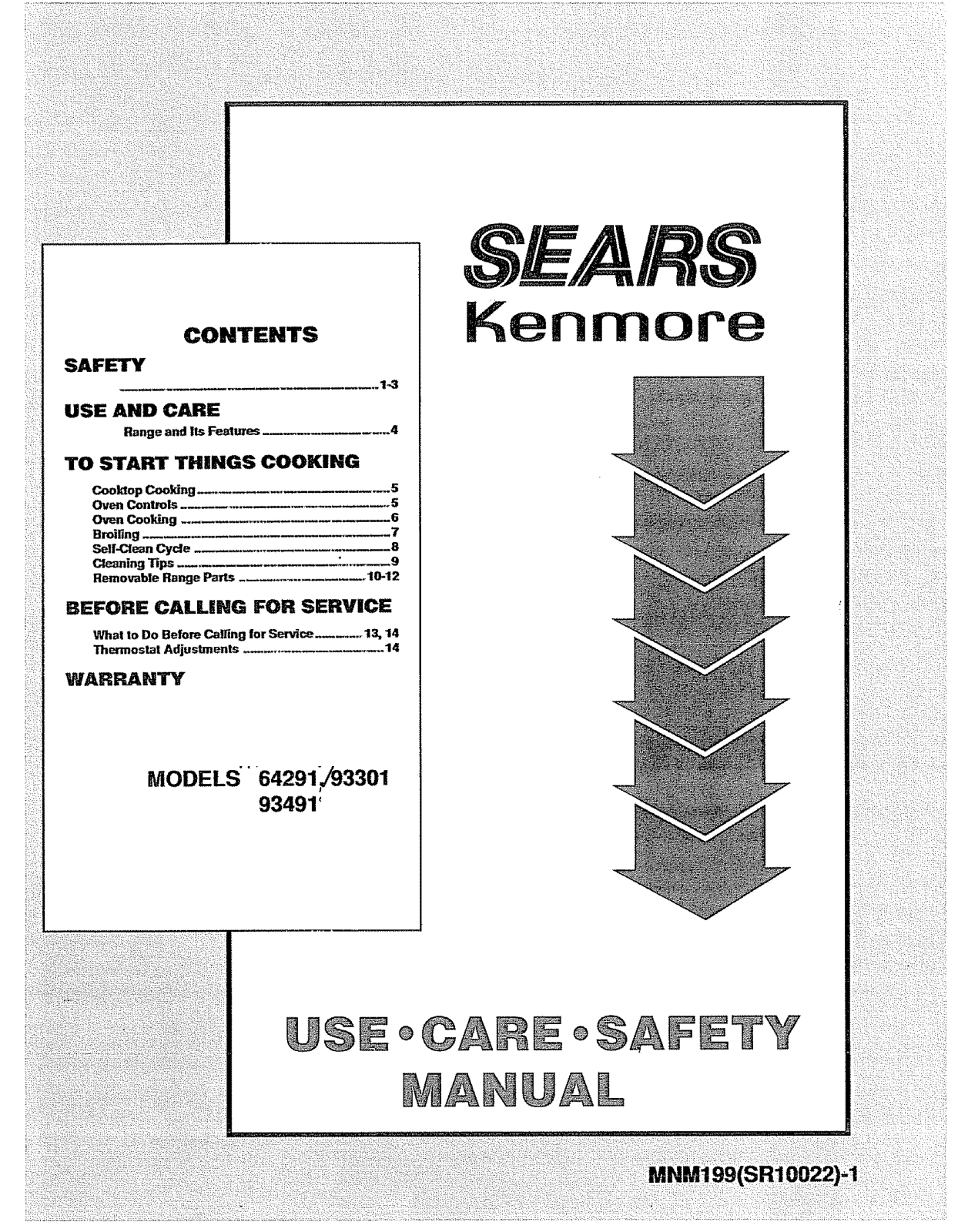 Kenmore 9116429182, 9119330193, 9119349182 Owner’s Manual
