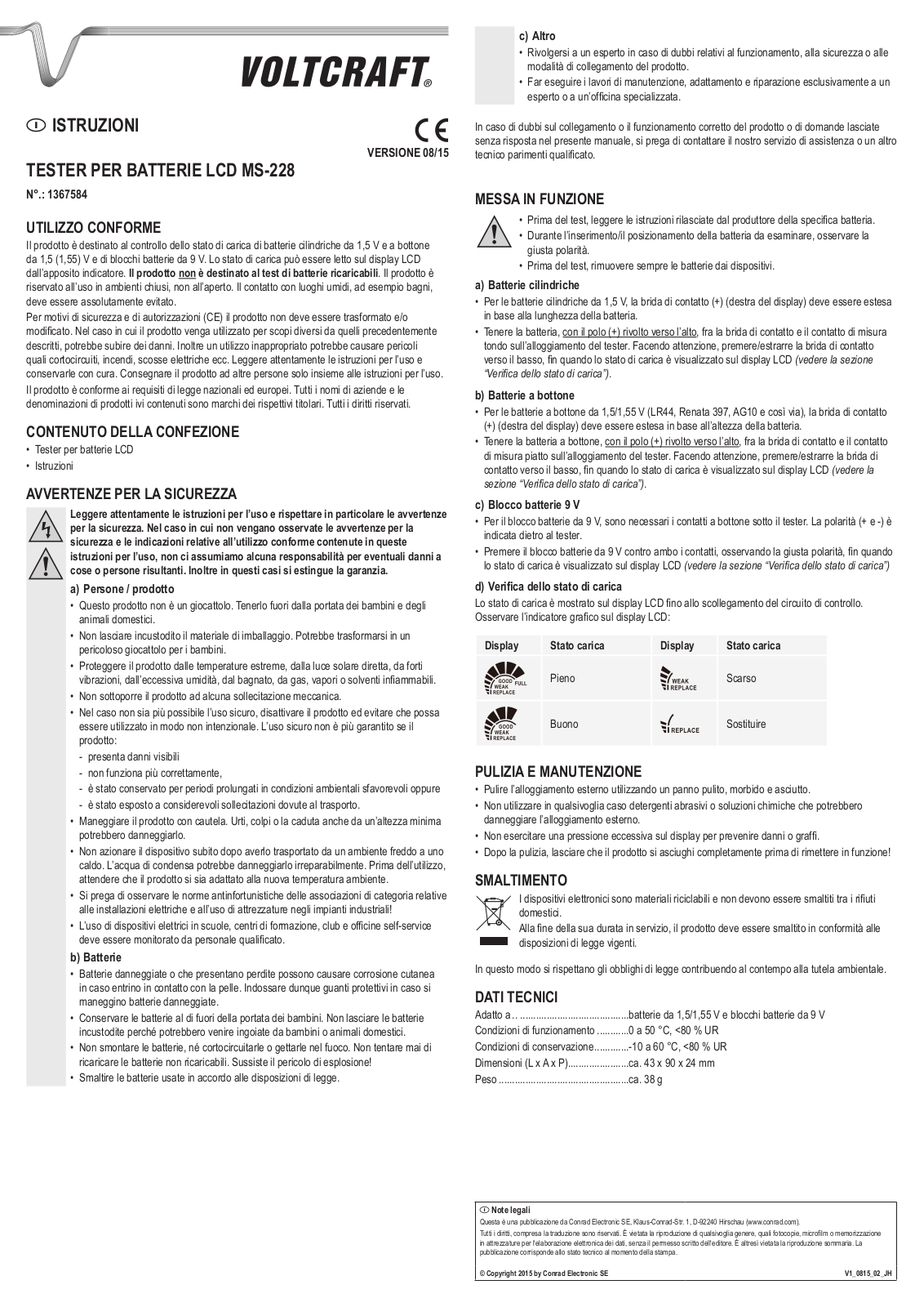 VOLTCRAFT MS228 User guide