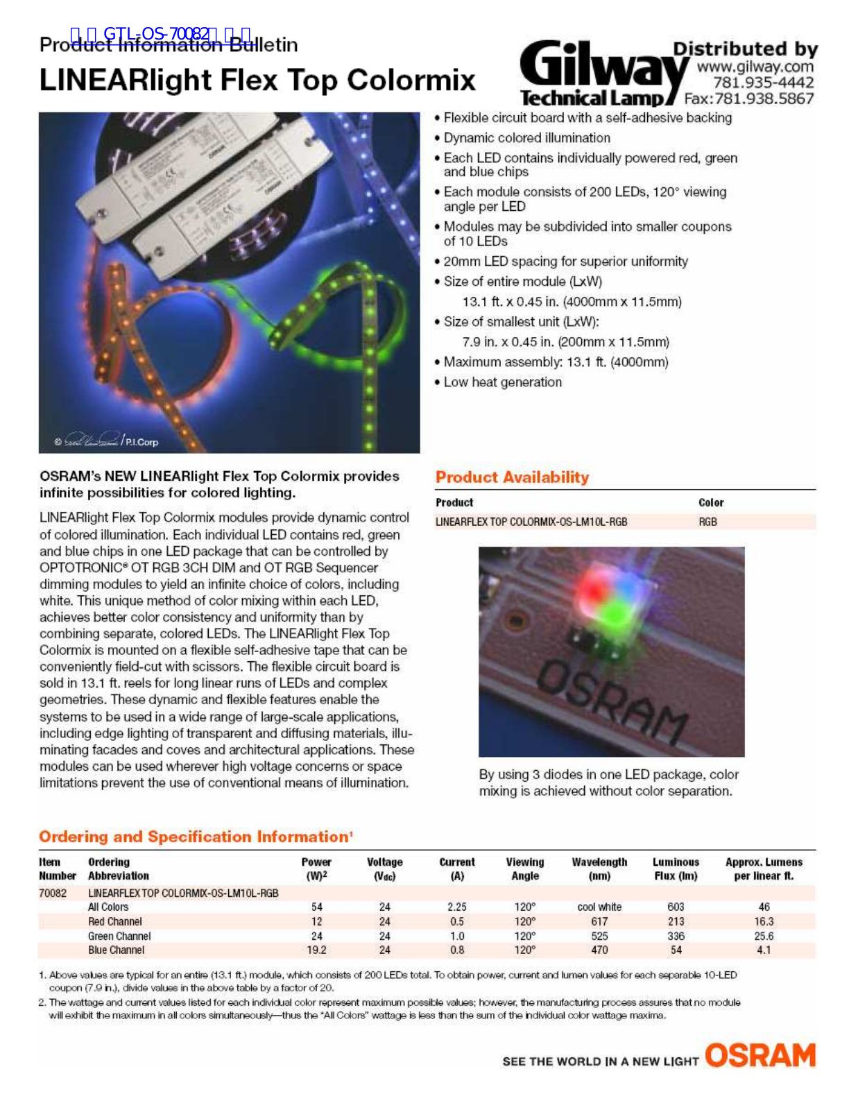 OSRAM GTL-OS-782 Technical data