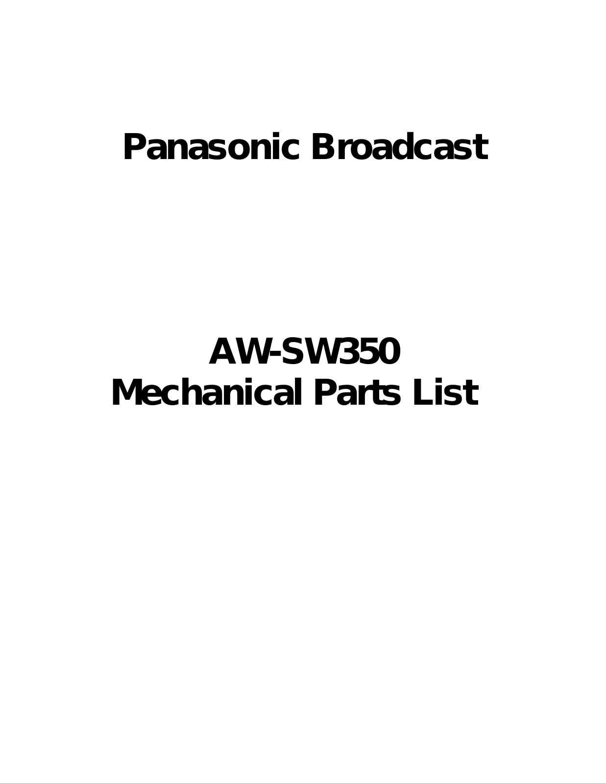 Panasonic AW-SW350 parts list