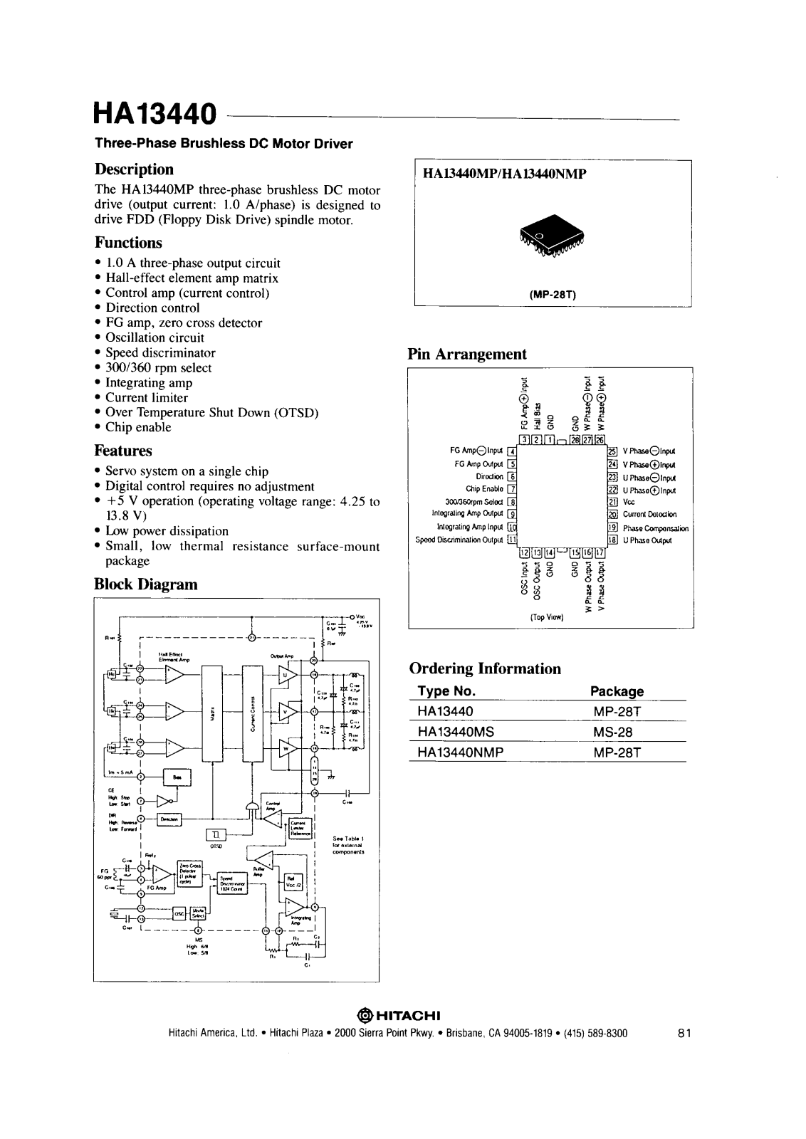 HIT HA13440NMP, HA13440MS Datasheet