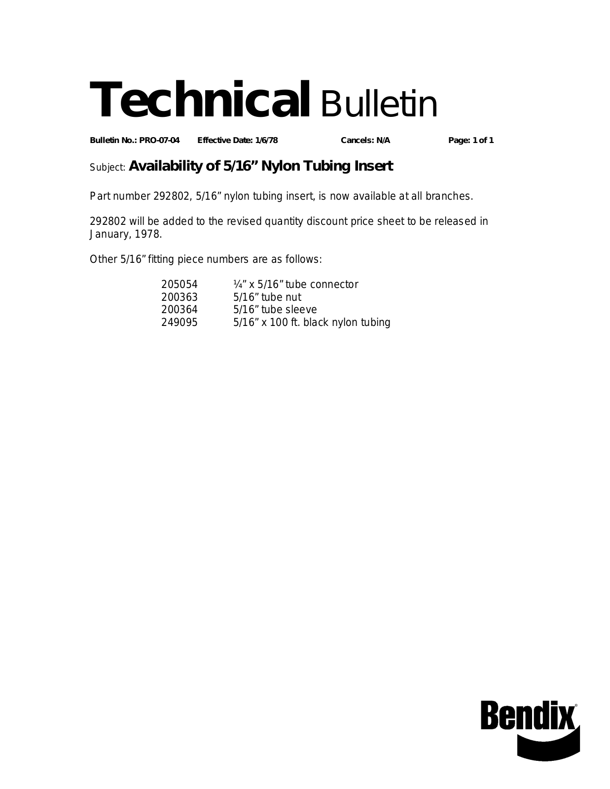 BENDIX TCH-007-004 User Manual