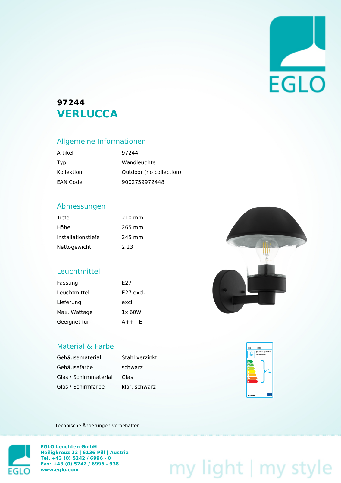 Eglo 97244 Service Manual