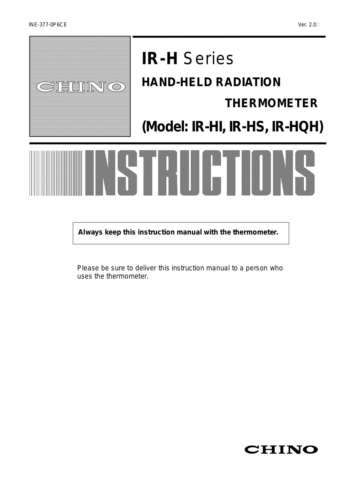 CHINO IR-HQH Operating Manual