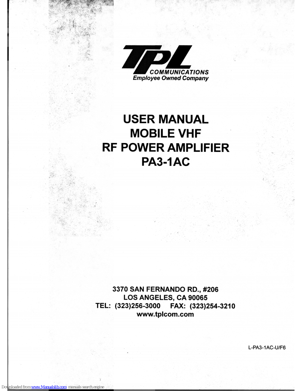 TPL PA3-1AC User Manual