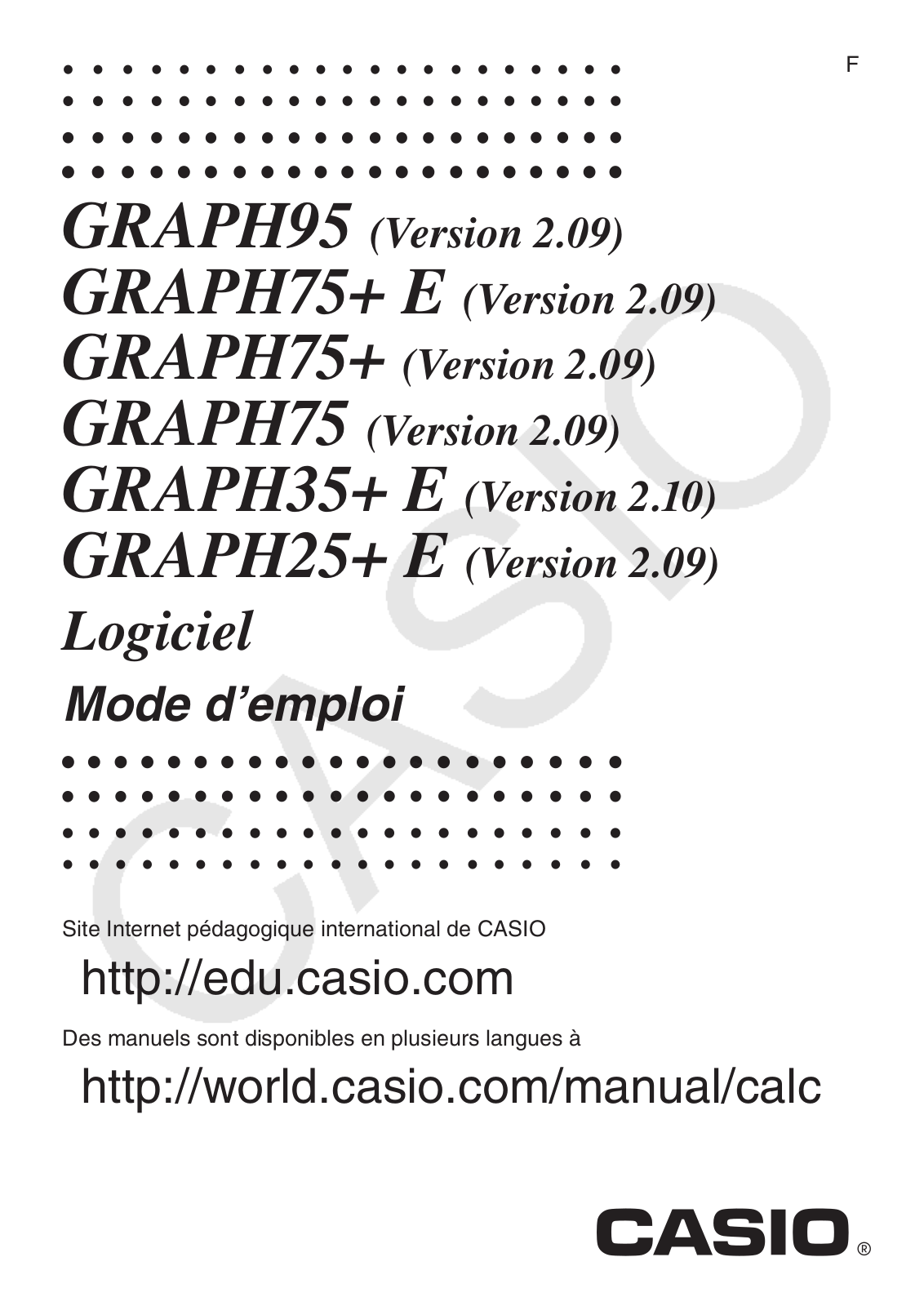 Casio GRAPH 35+E, GRAPH 25+E, GRAPH 75, GRAPH 75+E, GRAPH 95 User Manual