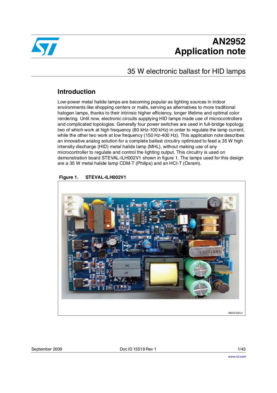 ST AN2952 APPLICATION NOTE