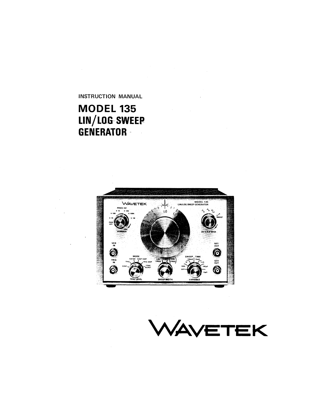 Wavetek 135 Service manual