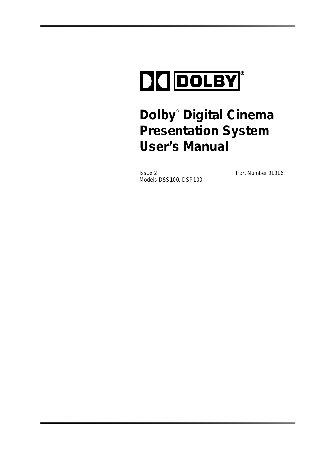 Dolby Laboratories DSS100, DSP100 User Manual