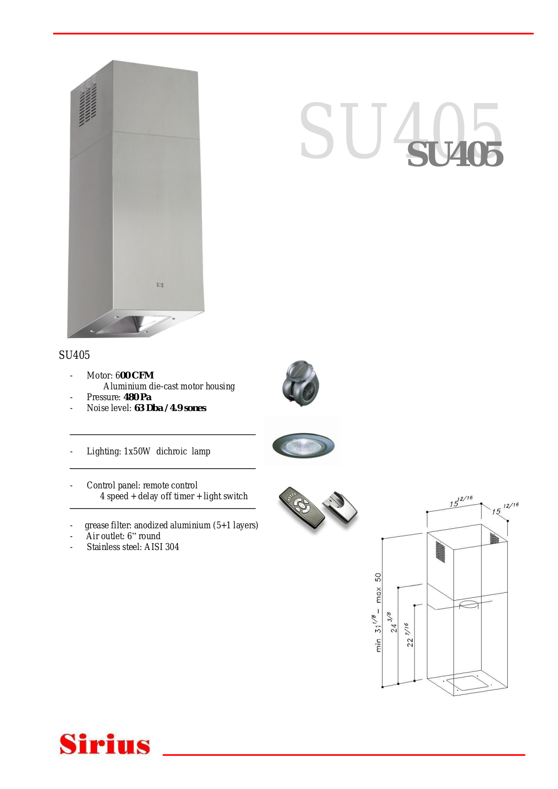 Sirius SU405 Data Sheet