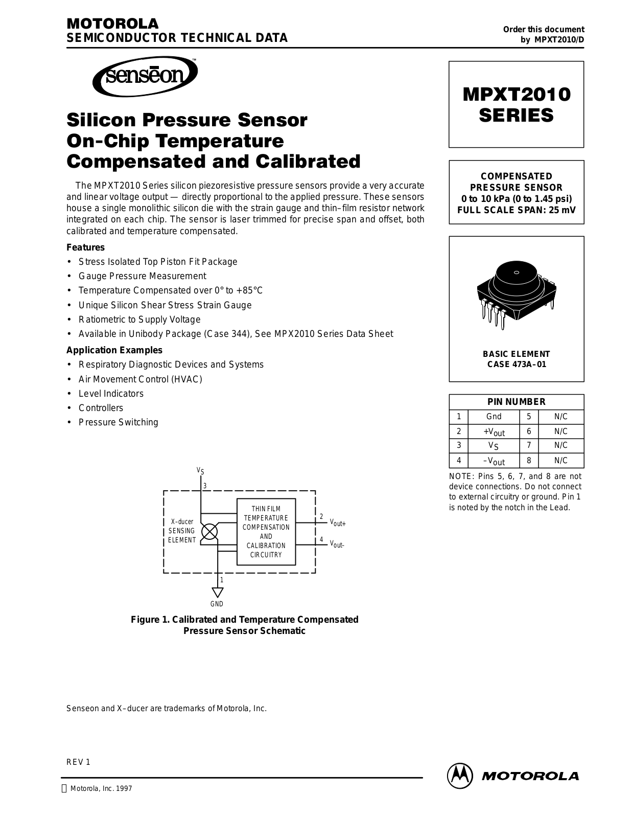 Motorola MPXT2010G7U Datasheet