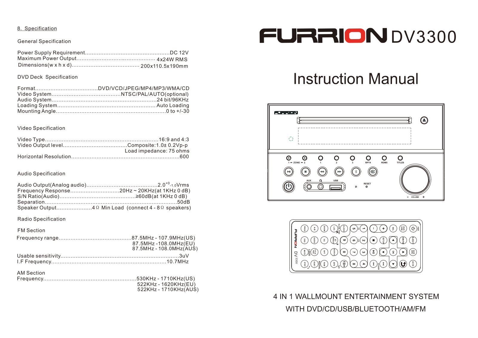 Furrion DV3XXX User Manual