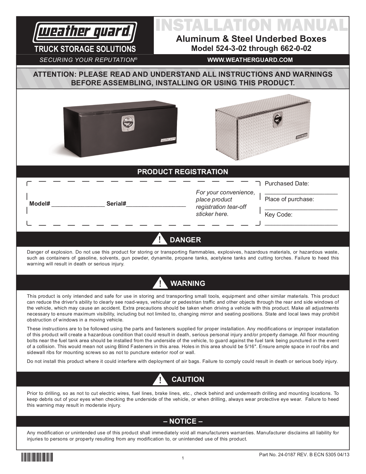 WEATHER GUARD 524-3-02 User Manual