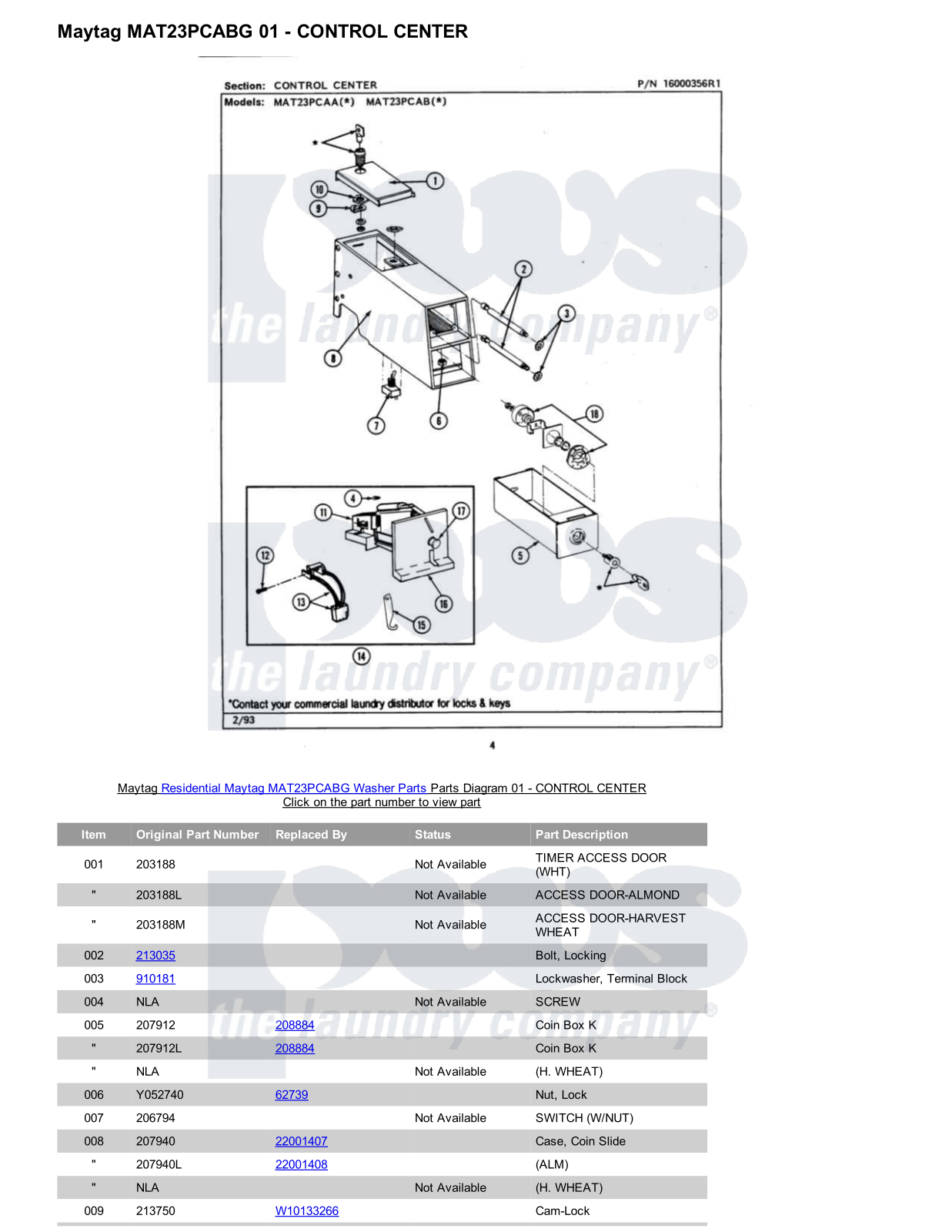 Maytag MAT23PCABG Parts Diagram