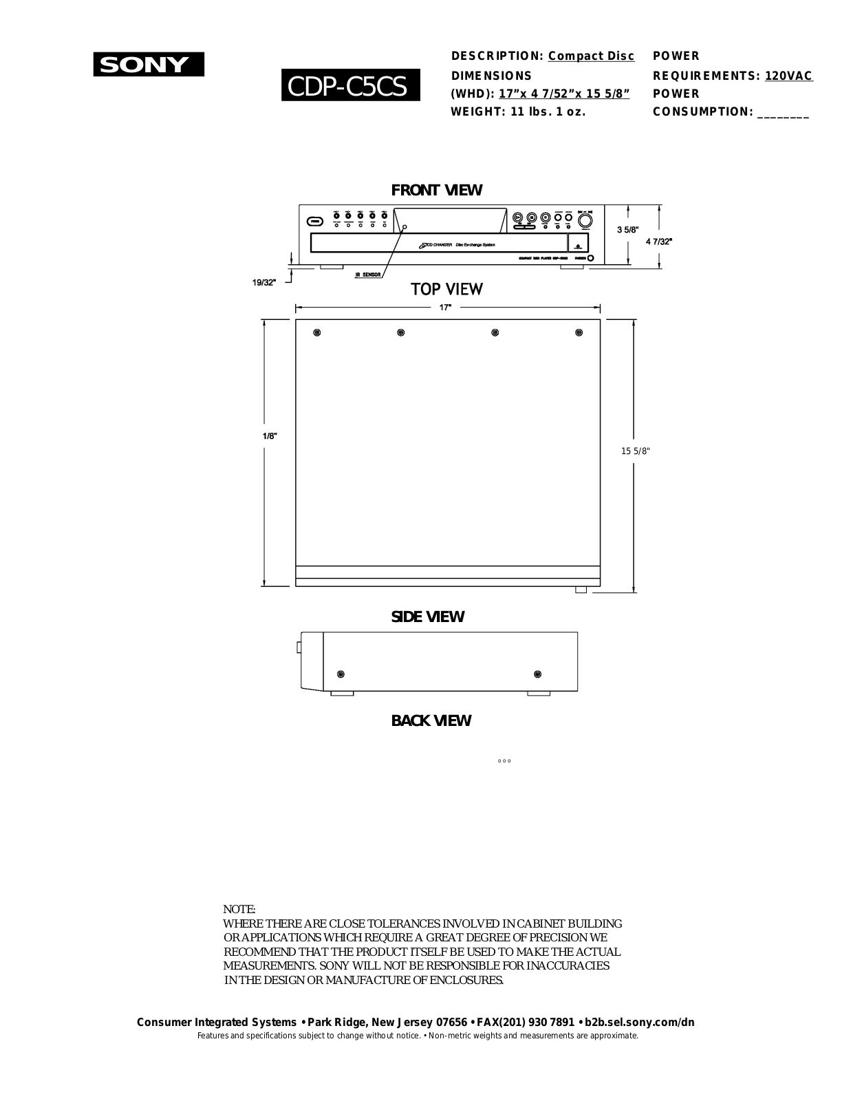 Sony CDP-C5CS User Manual