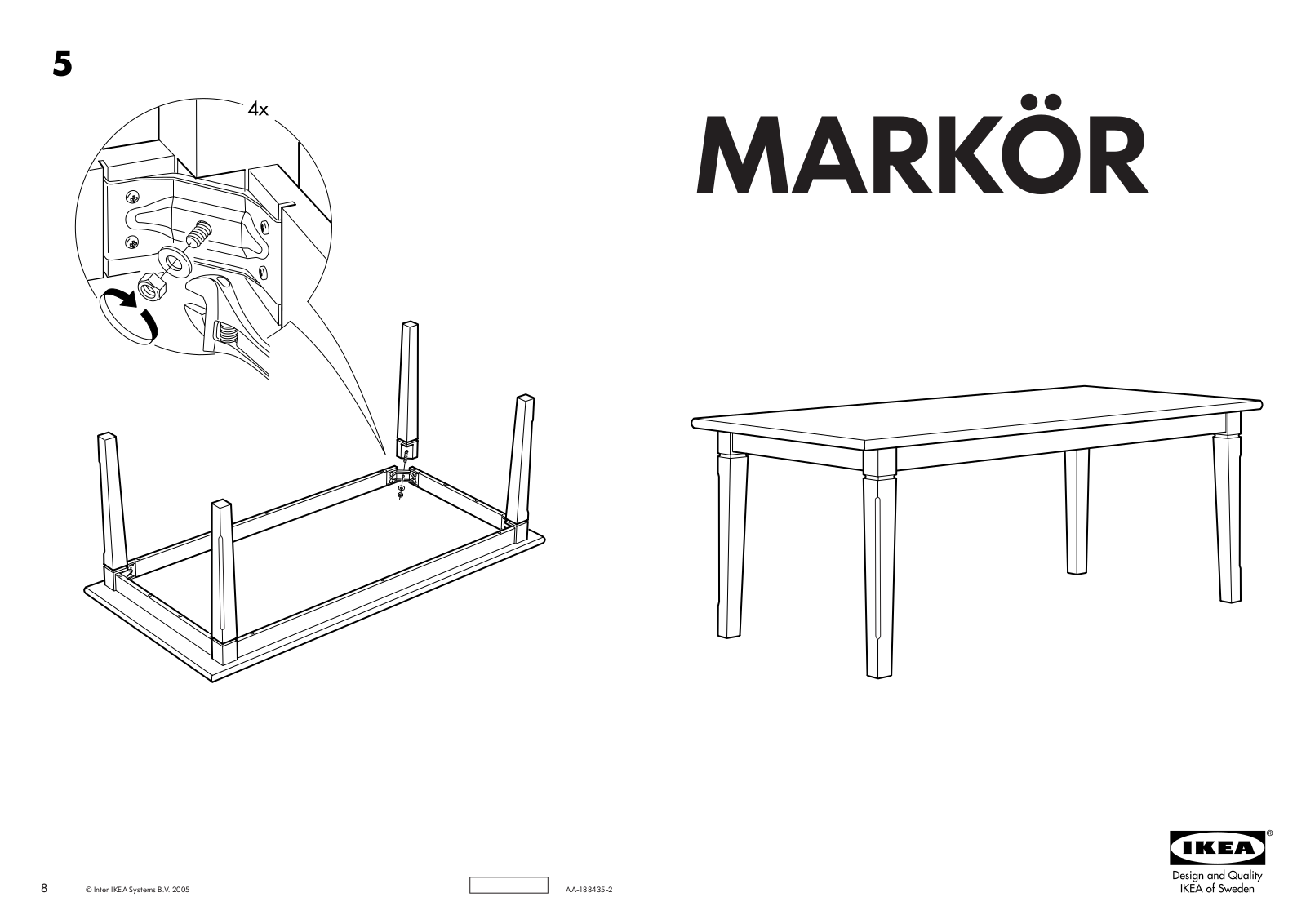 IKEA MARKÃR DINING TABLE 74 3-4X37 3-8 Assembly Instruction