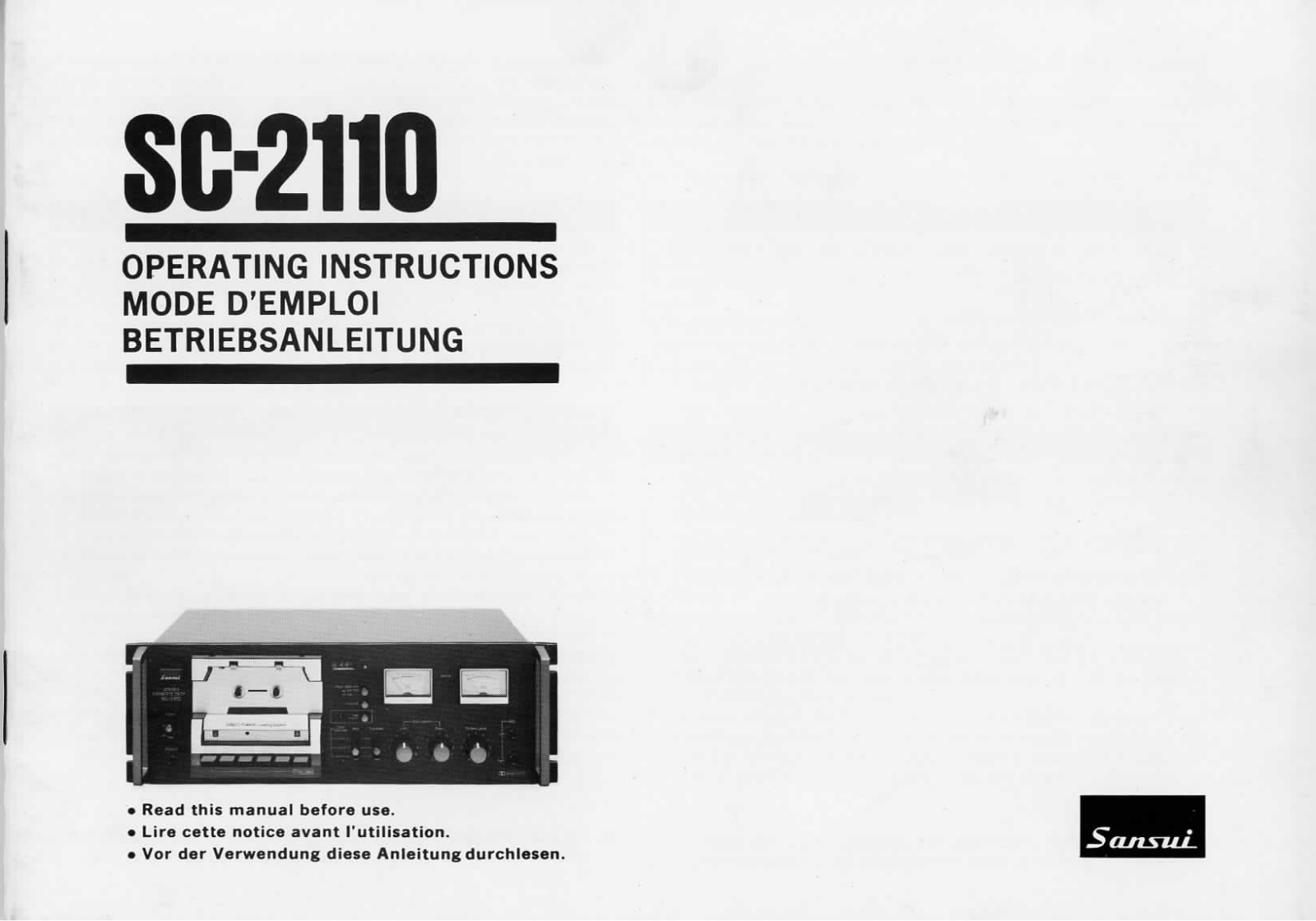 Sansui SC-2110 Owners Manual