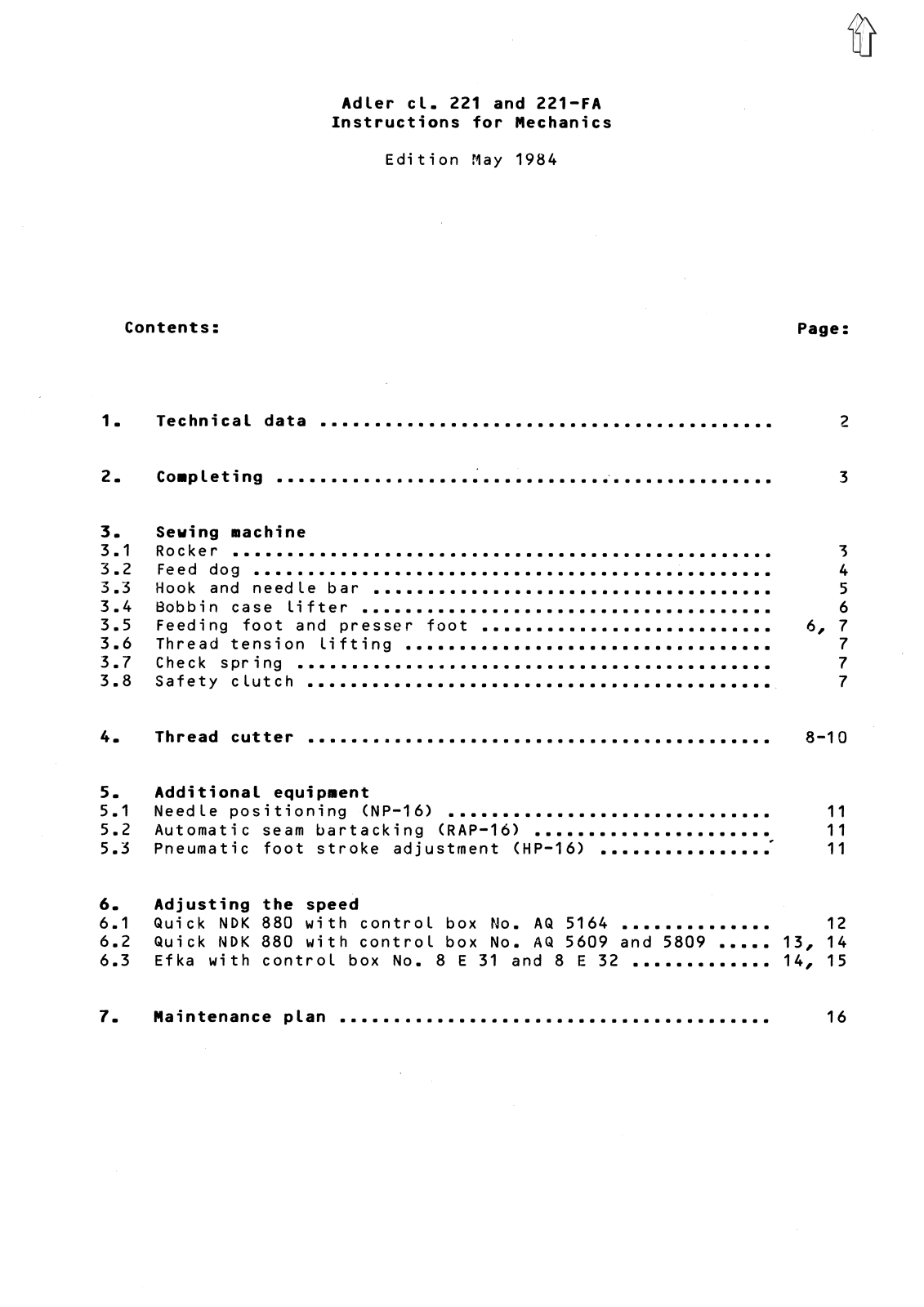 Adler 221 Service Manual