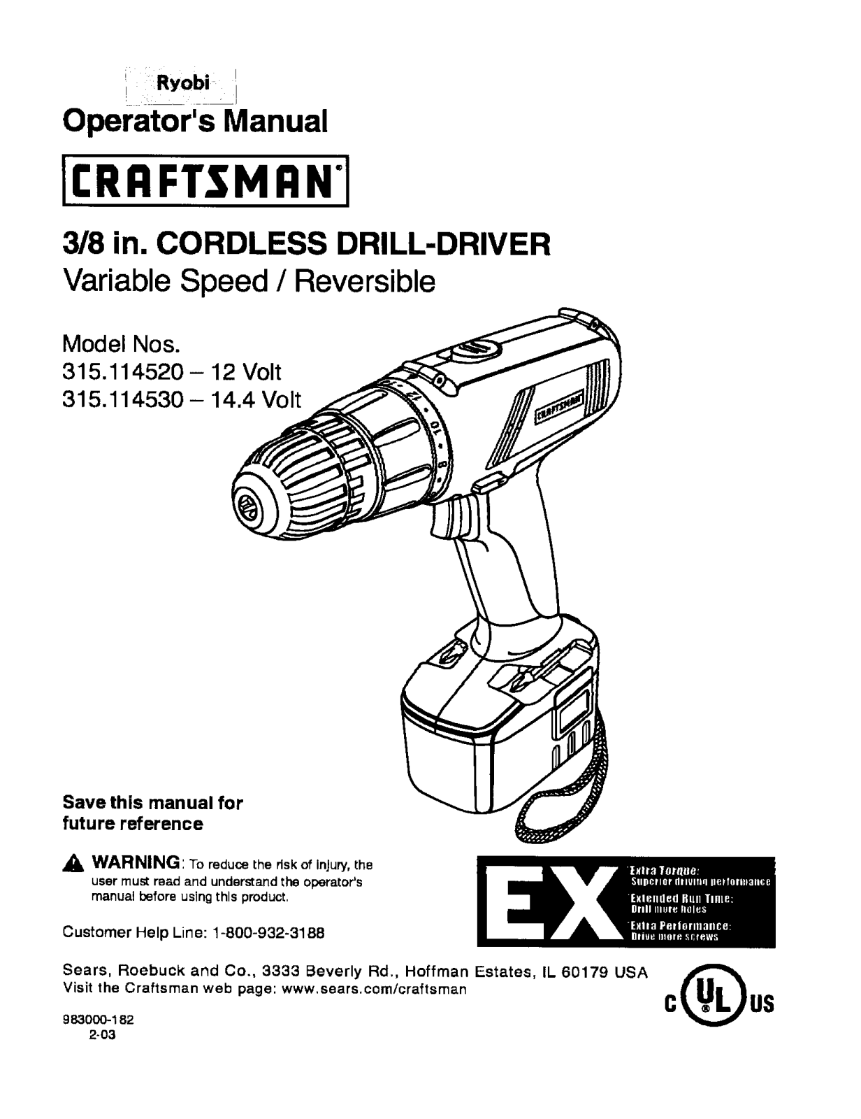 Craftsman 315114530, 315114520 Owner’s Manual