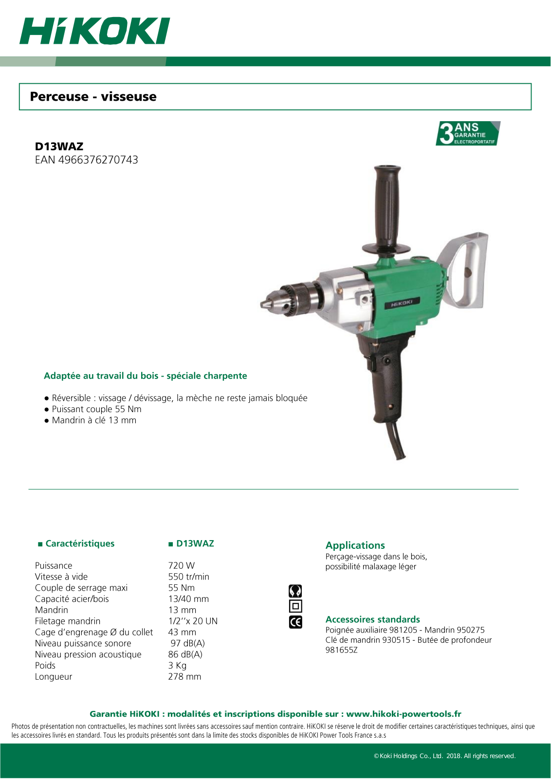 Hikoki D13WAZ Specification - ManualMachine.com