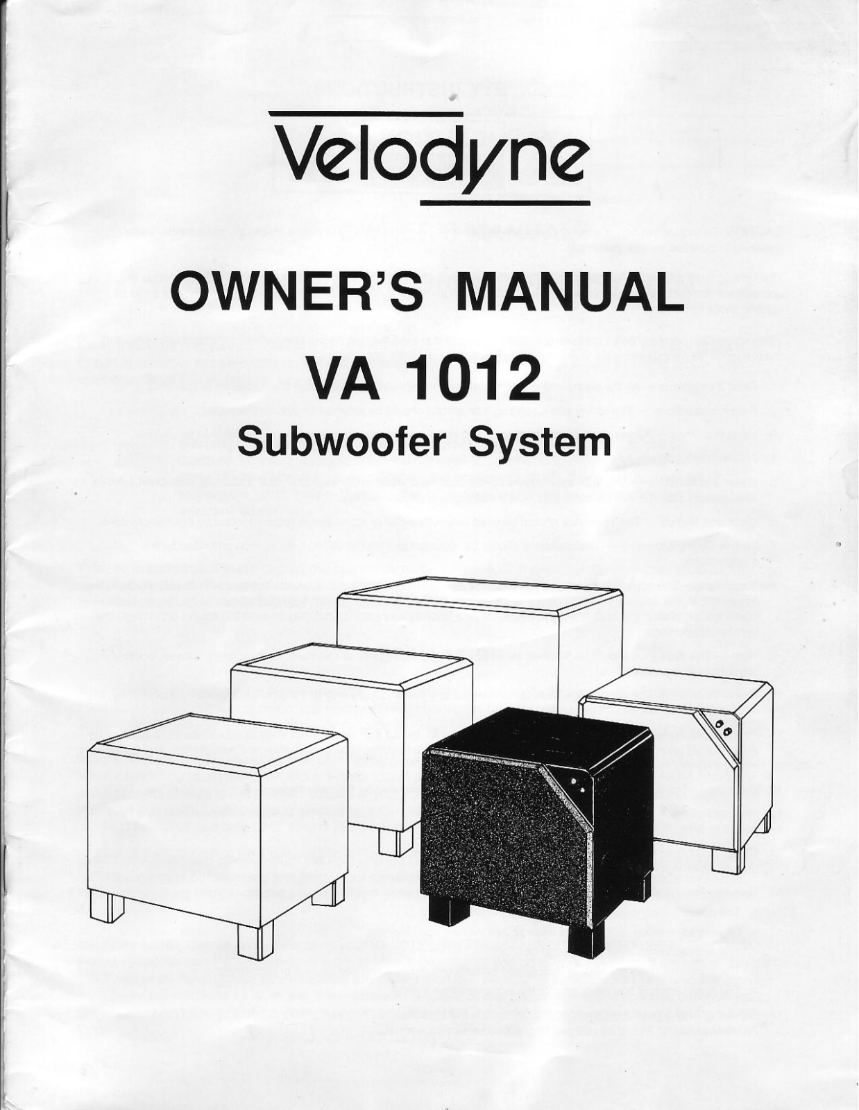 Velodyne Acoustics VA 1012 User Manual