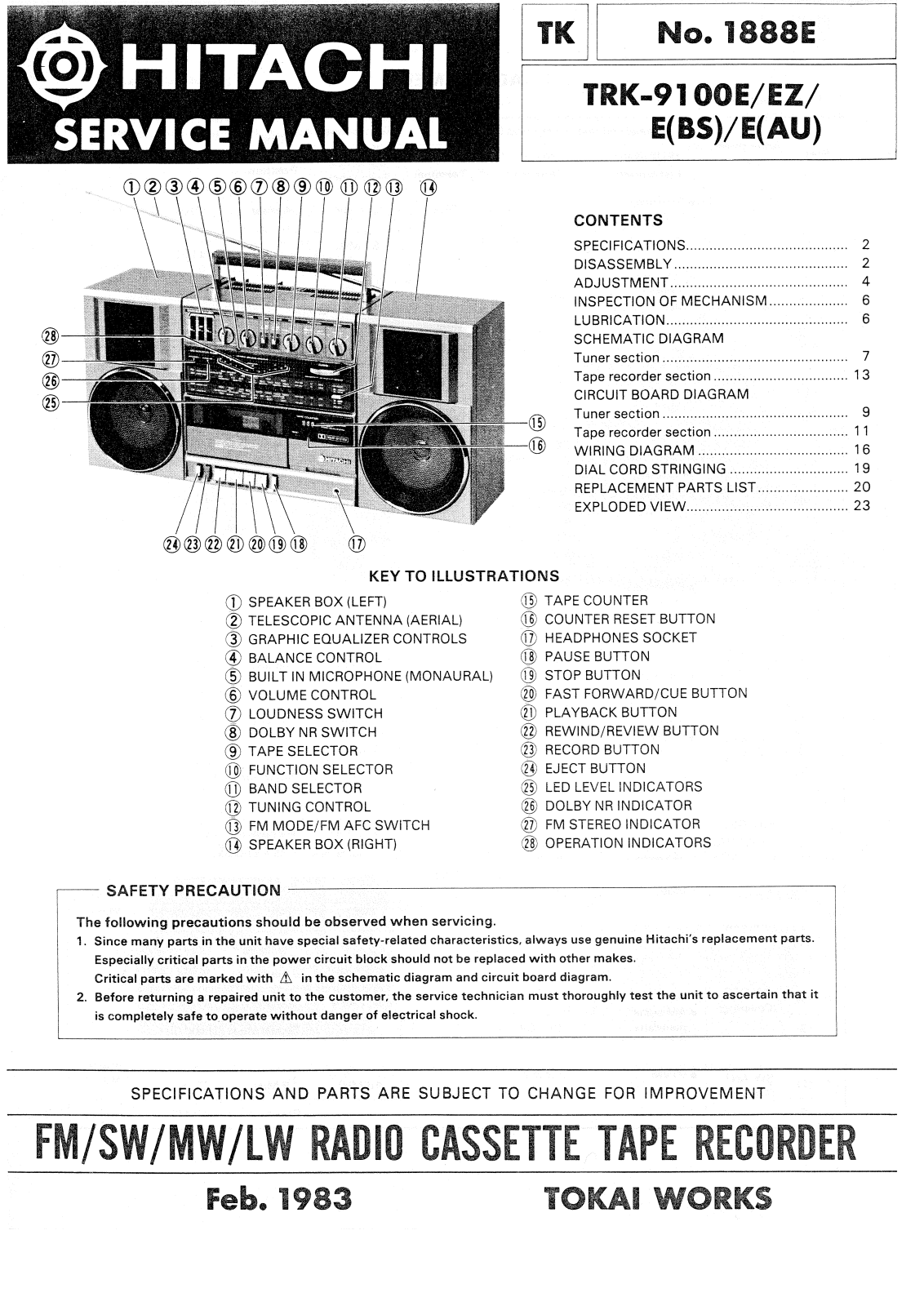 Hitachi TRK-9100 Service Manual