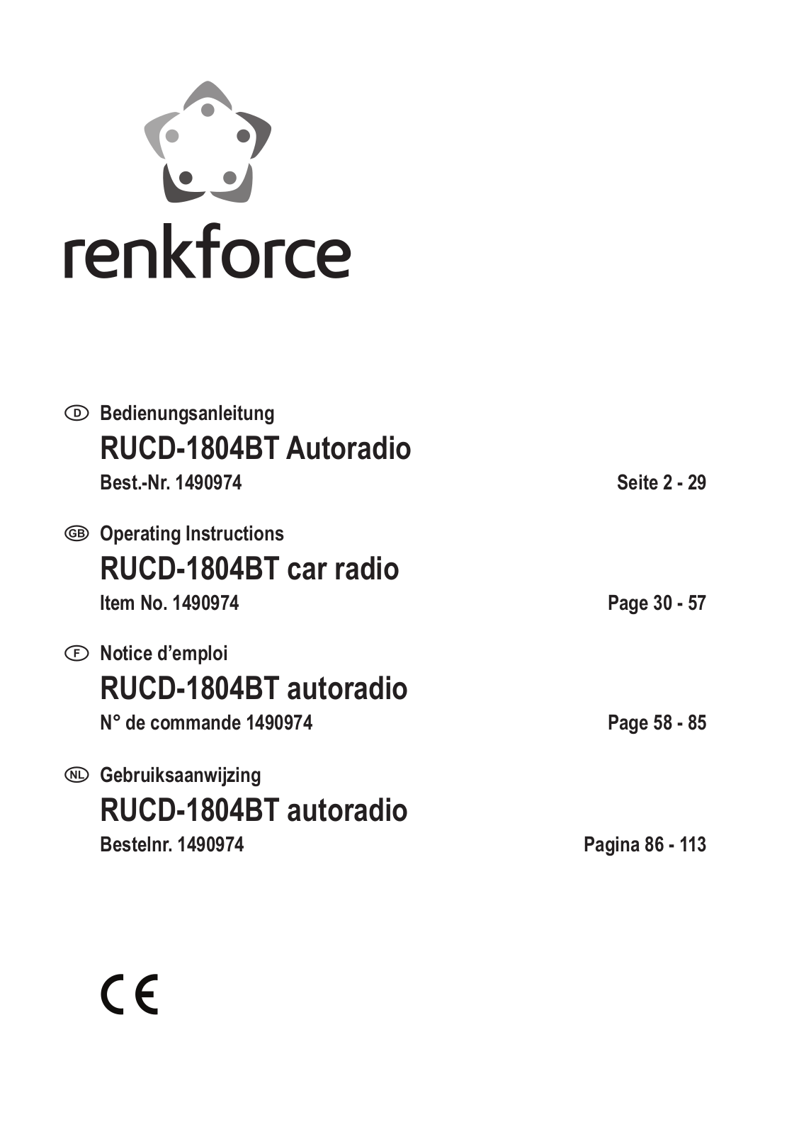 Renkforce 1490974 Operating Instructions