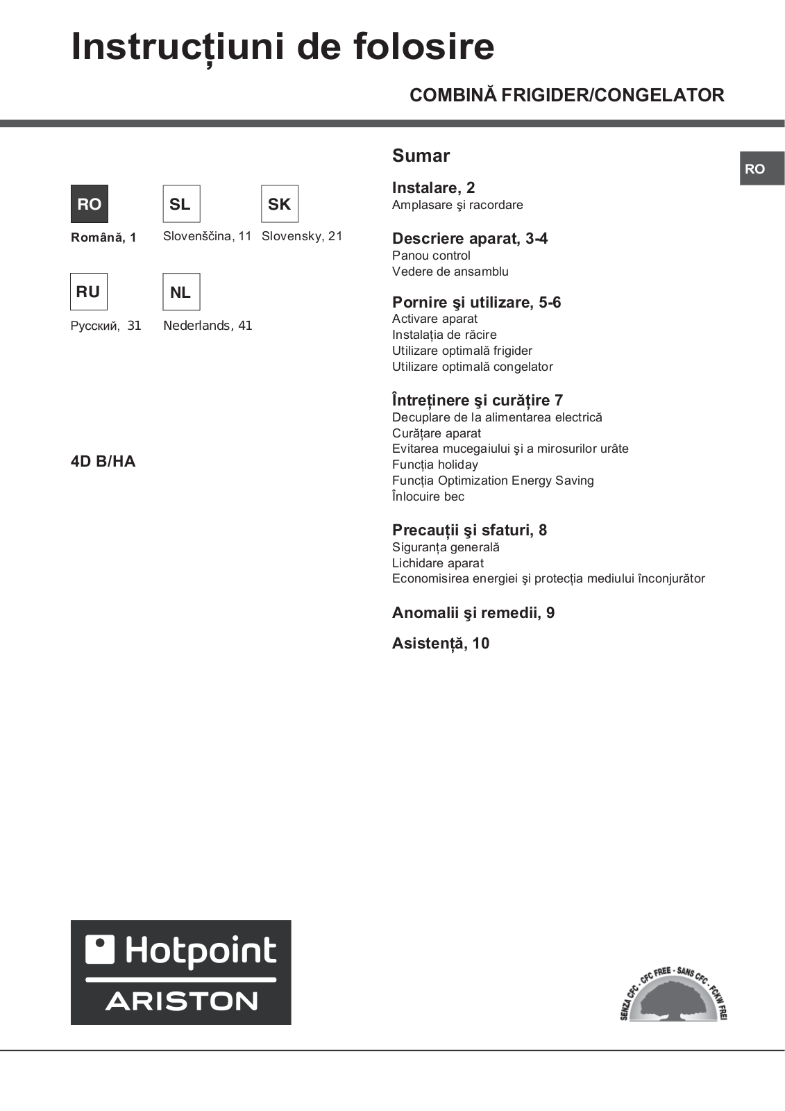 Hotpoint-ariston Quadrio 4D User Manual