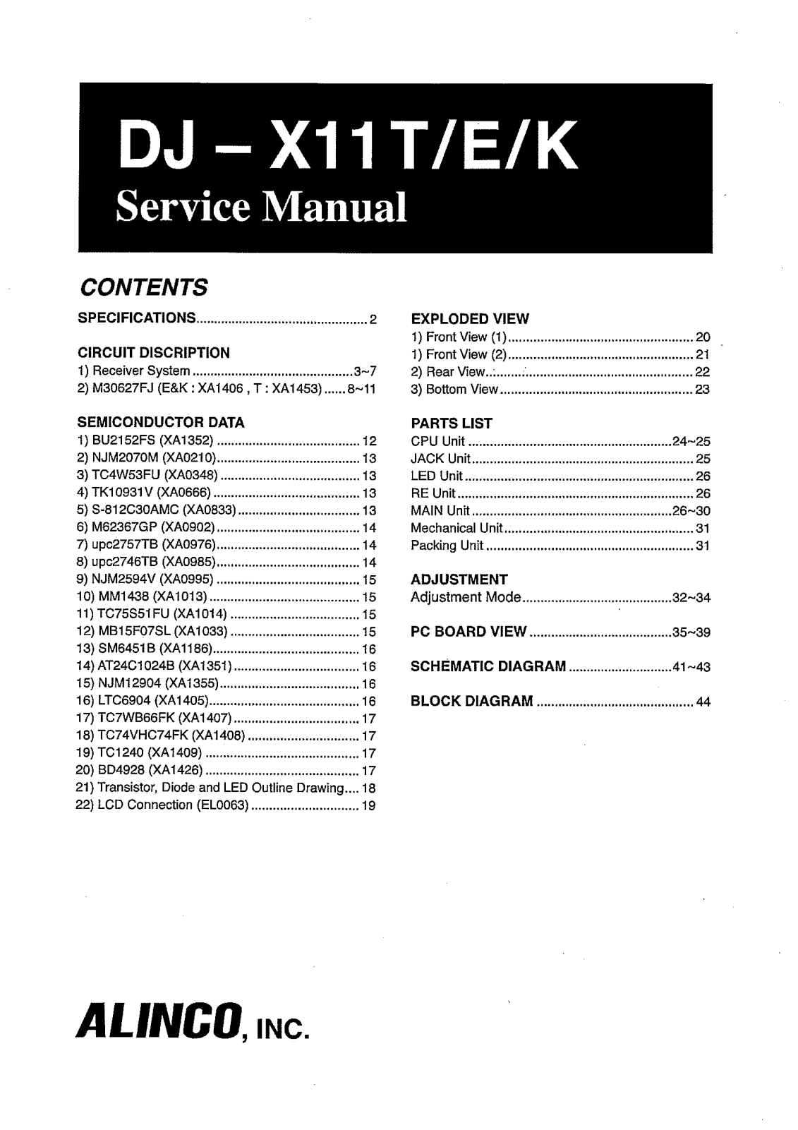 Alinco djx11 Service Manual