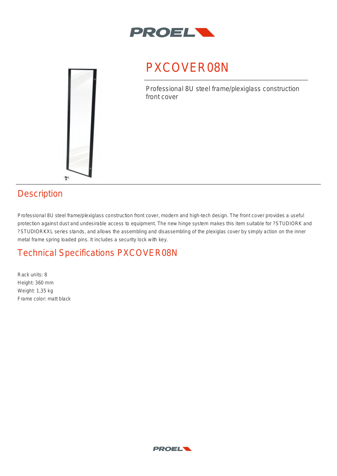 PROEL PXCOVER08N TECHNICAL SPECIFICATIONS - ManualMachine.com