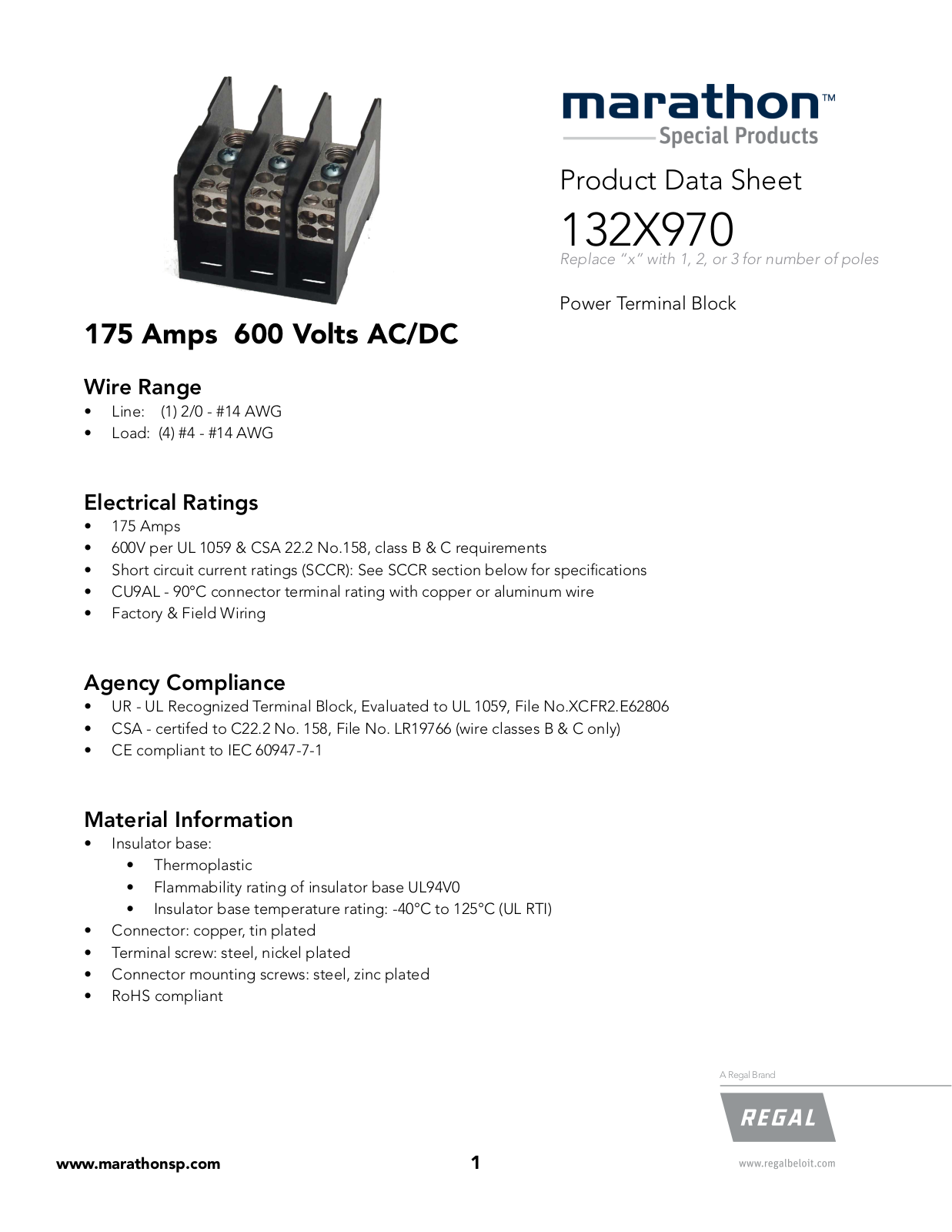 Marathon Special Products 132X970 Data Sheet