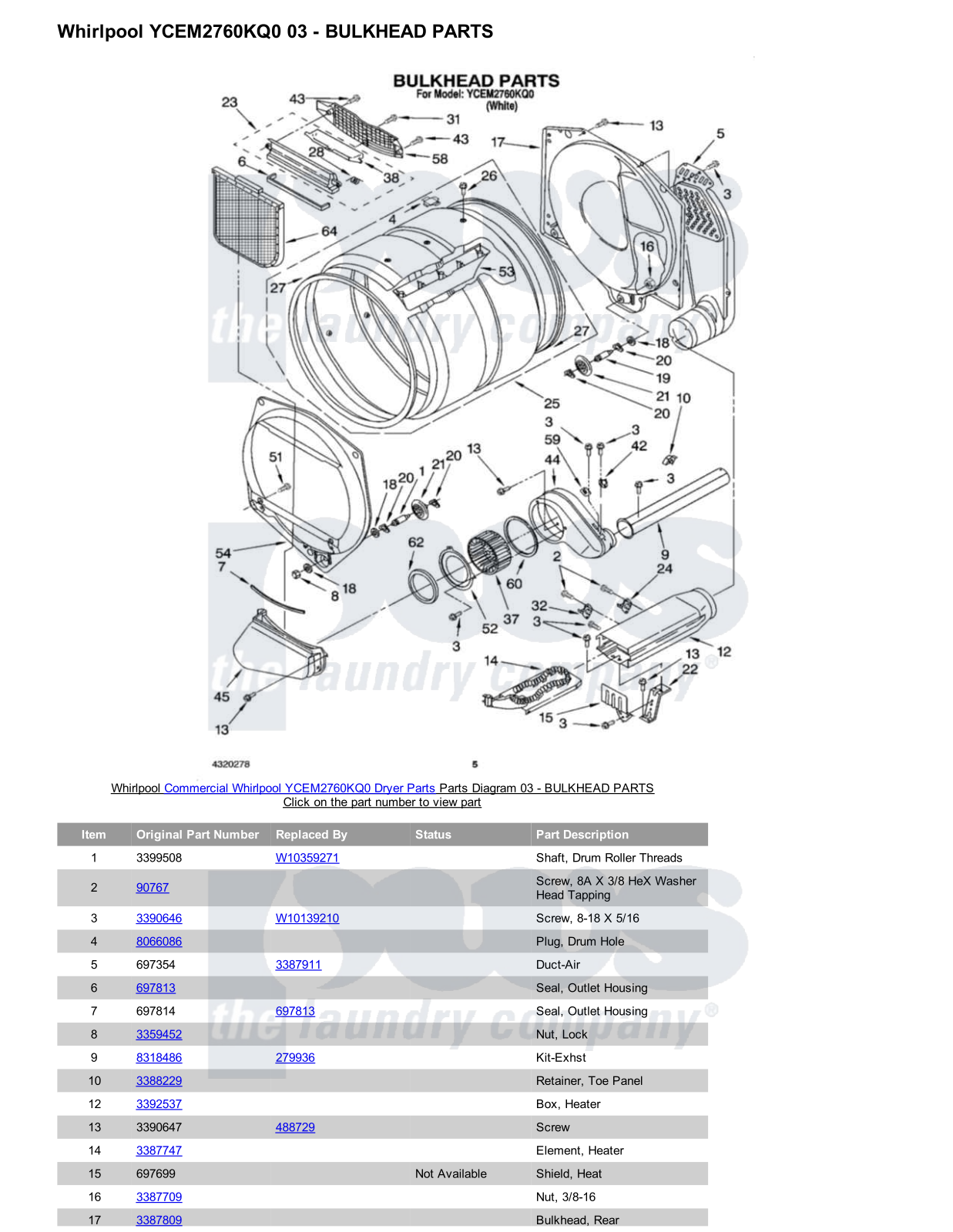 Whirlpool YCEM2760KQ0 Parts Diagram