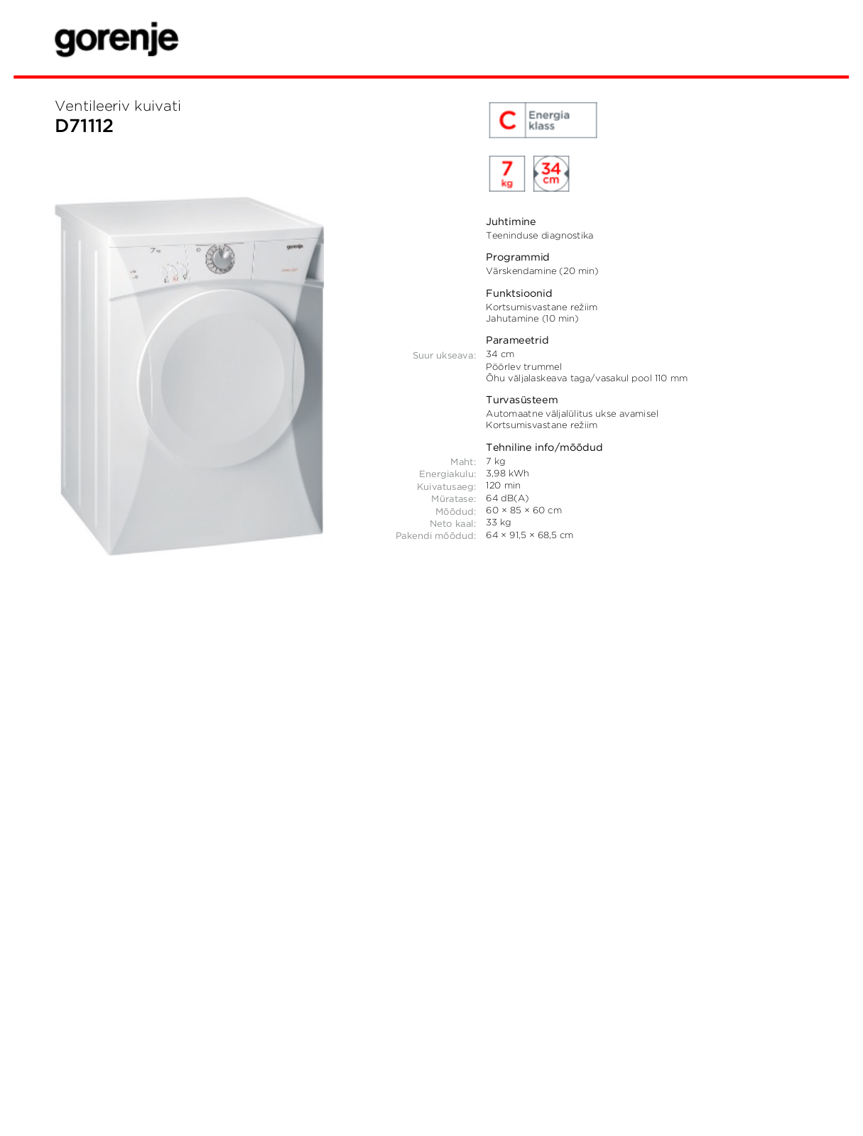 Gorenje D71112 BROCHURE