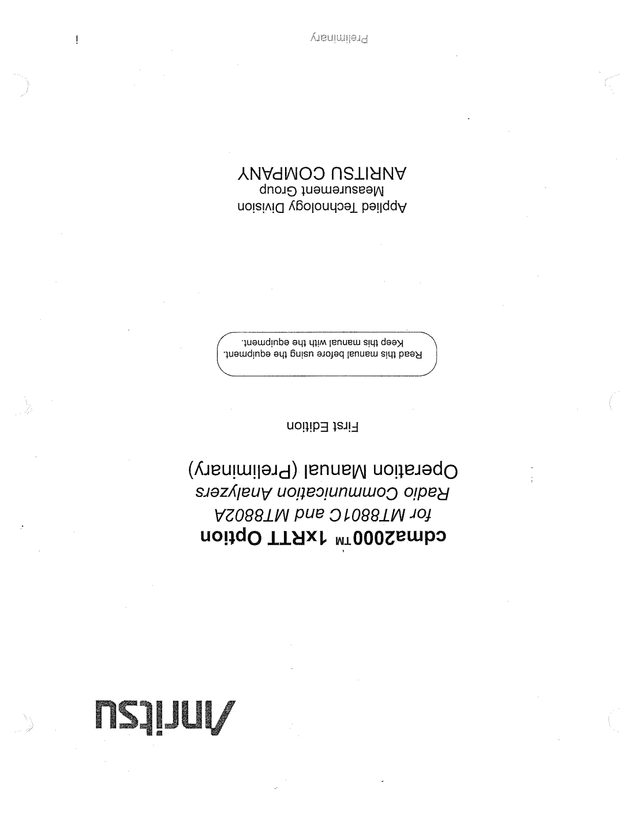 Anritsu MT8801C Operating Manual