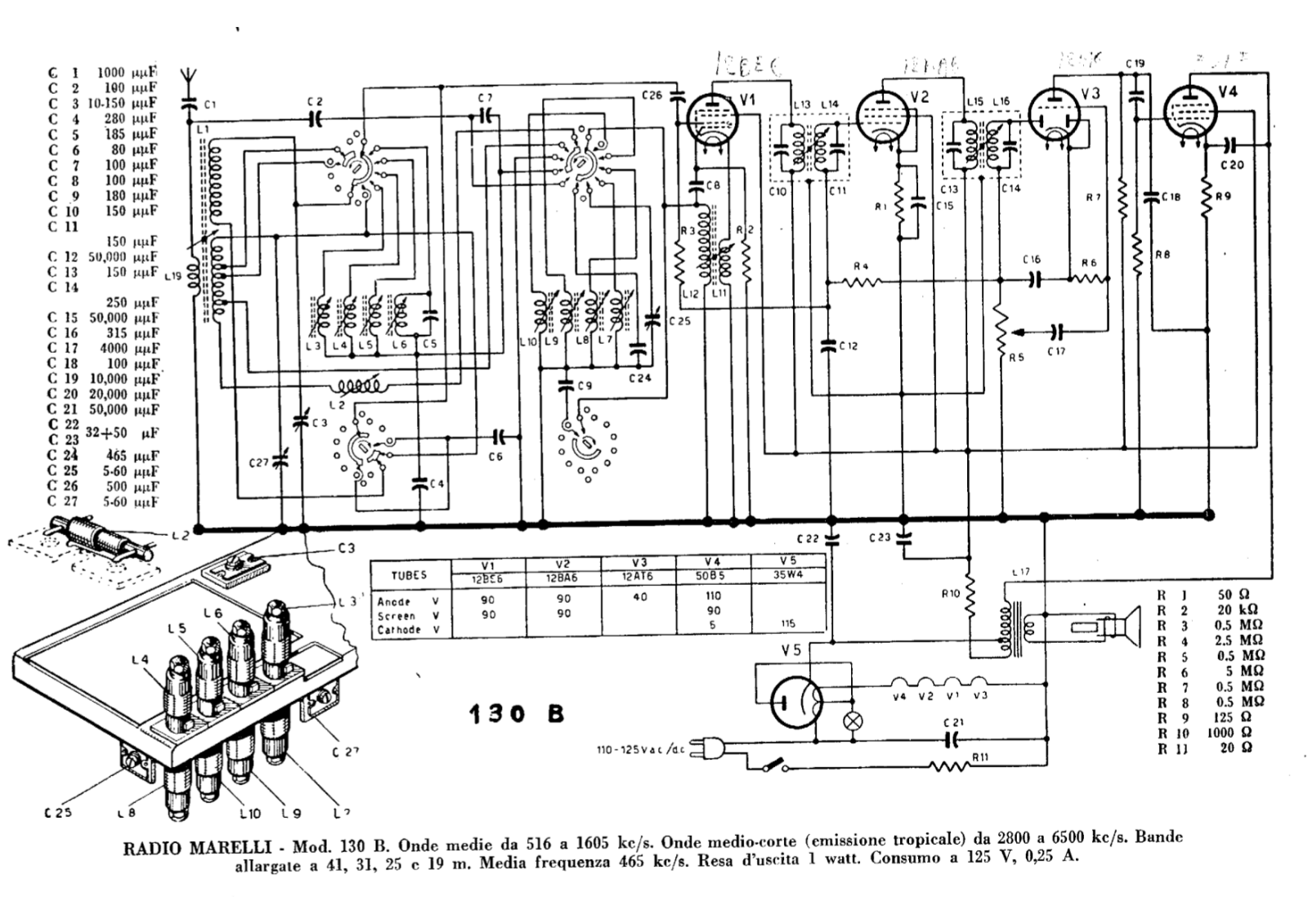 Radiomarelli 130b schematic