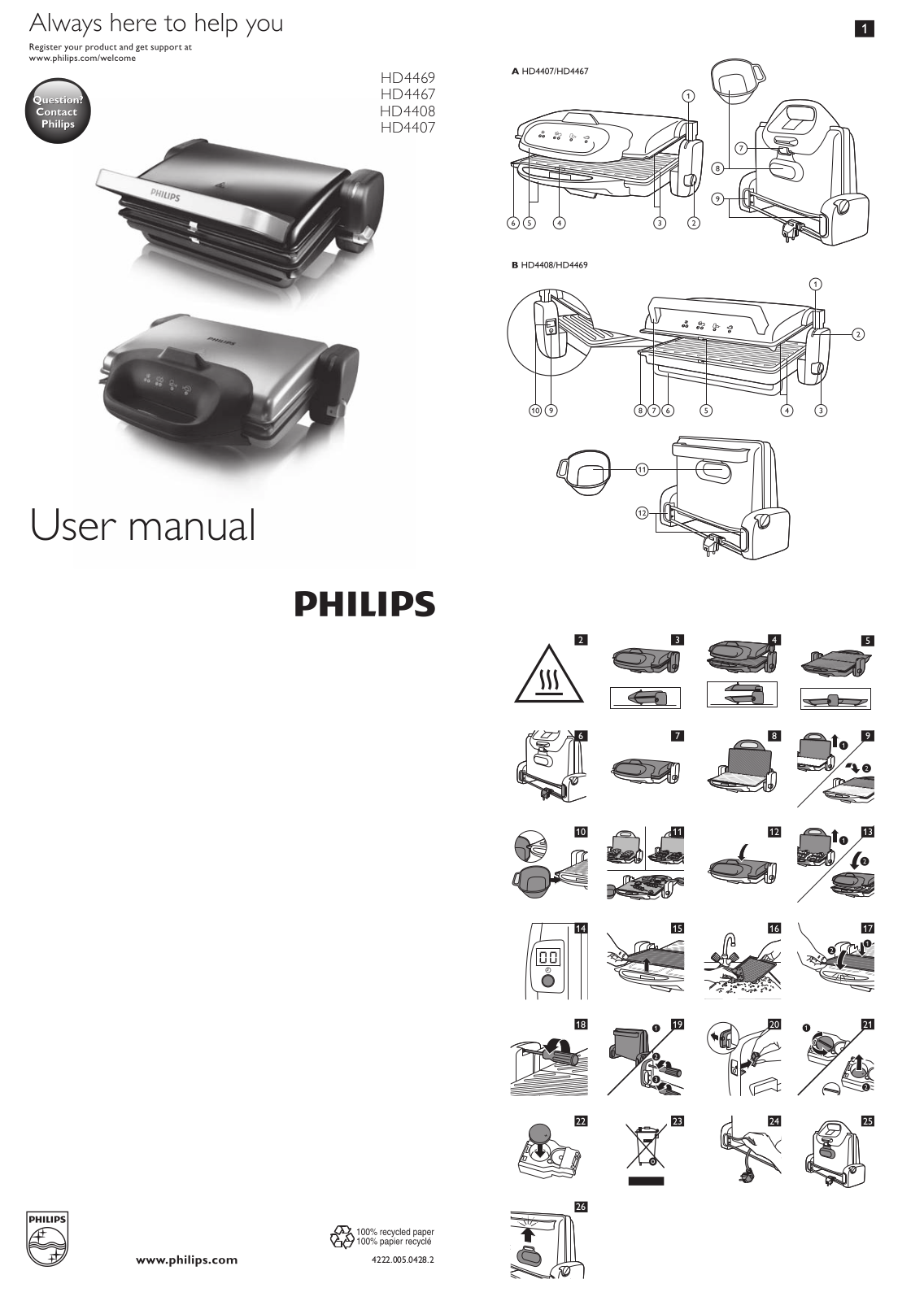 Philips HD4469, HD4467, HD4408, HD4407 User Manual