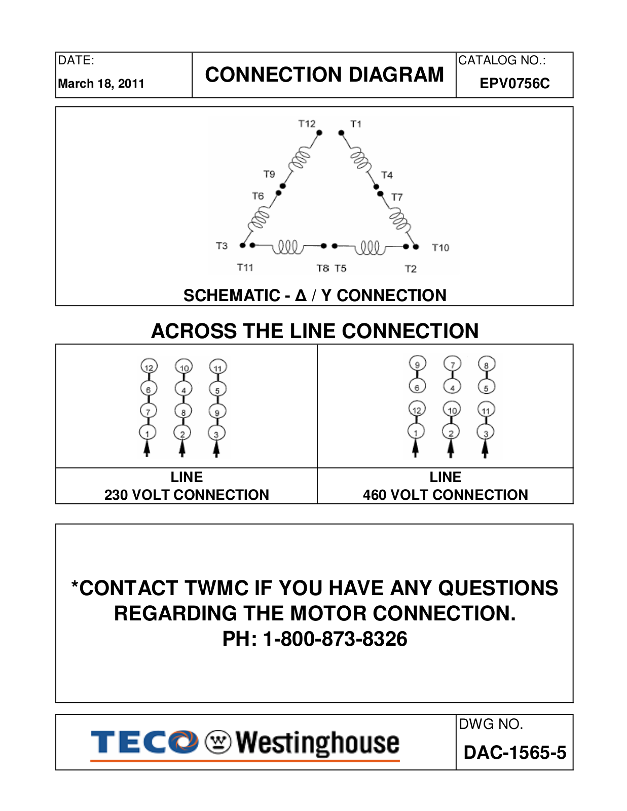 Teco EPV0756C Connection Diagram