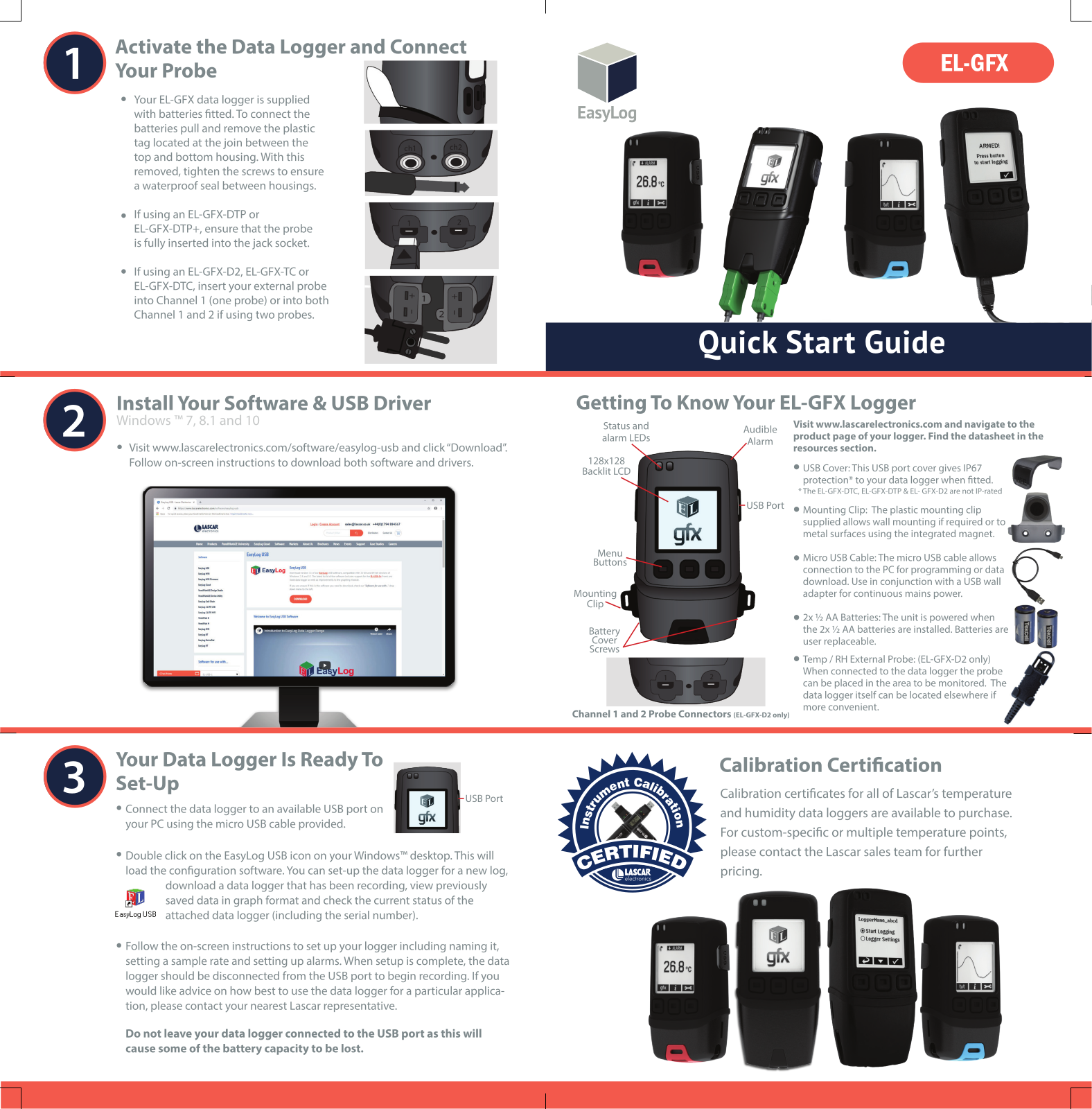 Lascar EL-GFX-DTP, EL-GFX-1, EL-GFX-DTC, EL-GFX-2+, EL-GFX-VAC2 Quick Start Guide - ManualMachine.com