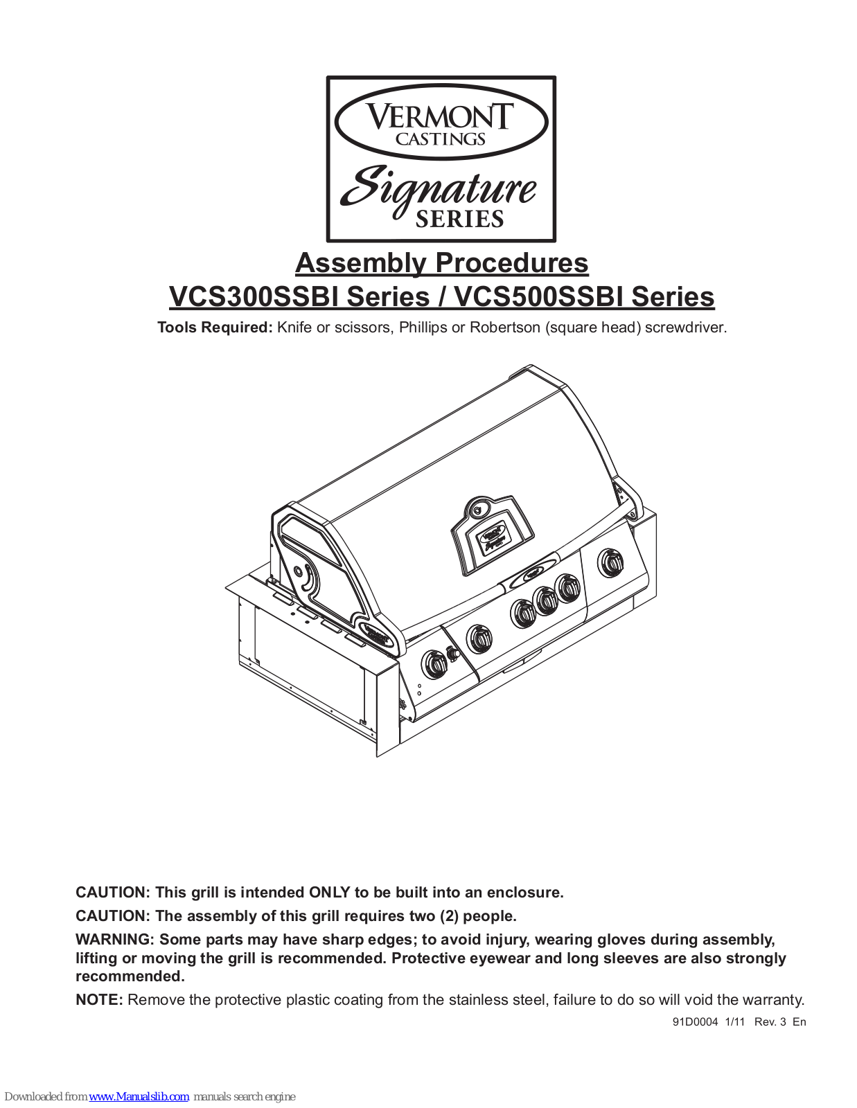 Vermont Castings VCS300SSBI Series, VCS500SSBI Series Assembly Procedures