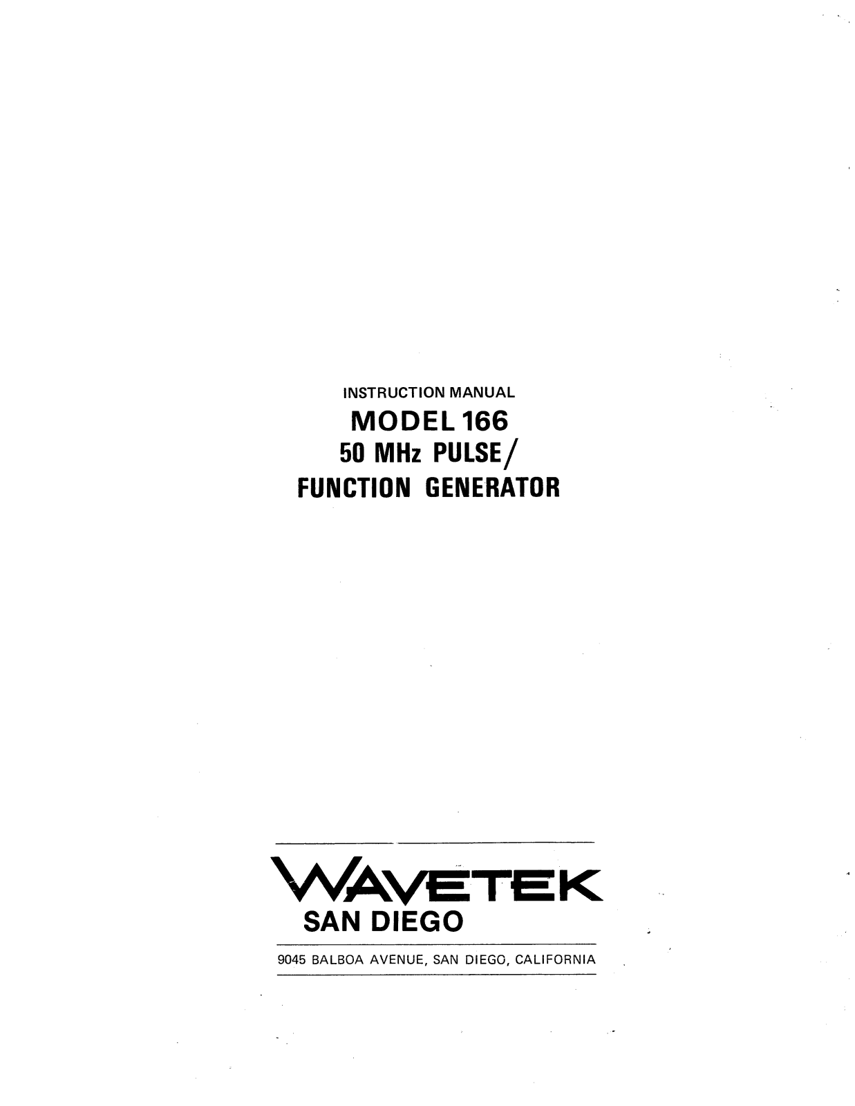 Wavetek 166 Service manual