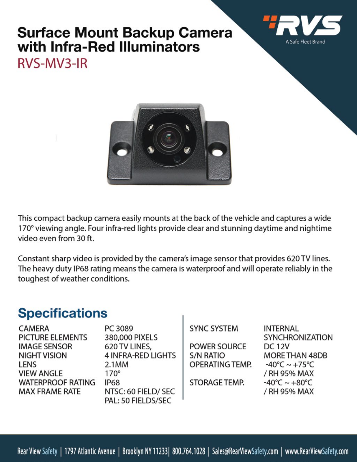 RVS Systems RVS-MV3R-IR-NC, RVS-MV3R-IR-04, RVS-MV3L-IR-NC, RVS-MV3R-IR, RVS-MV3L-IR Specsheet