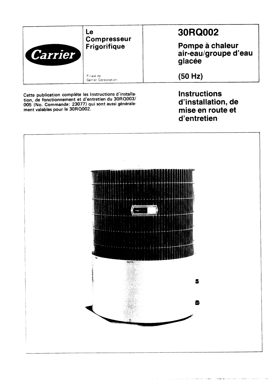 Carrier 30RQSEL User Manual