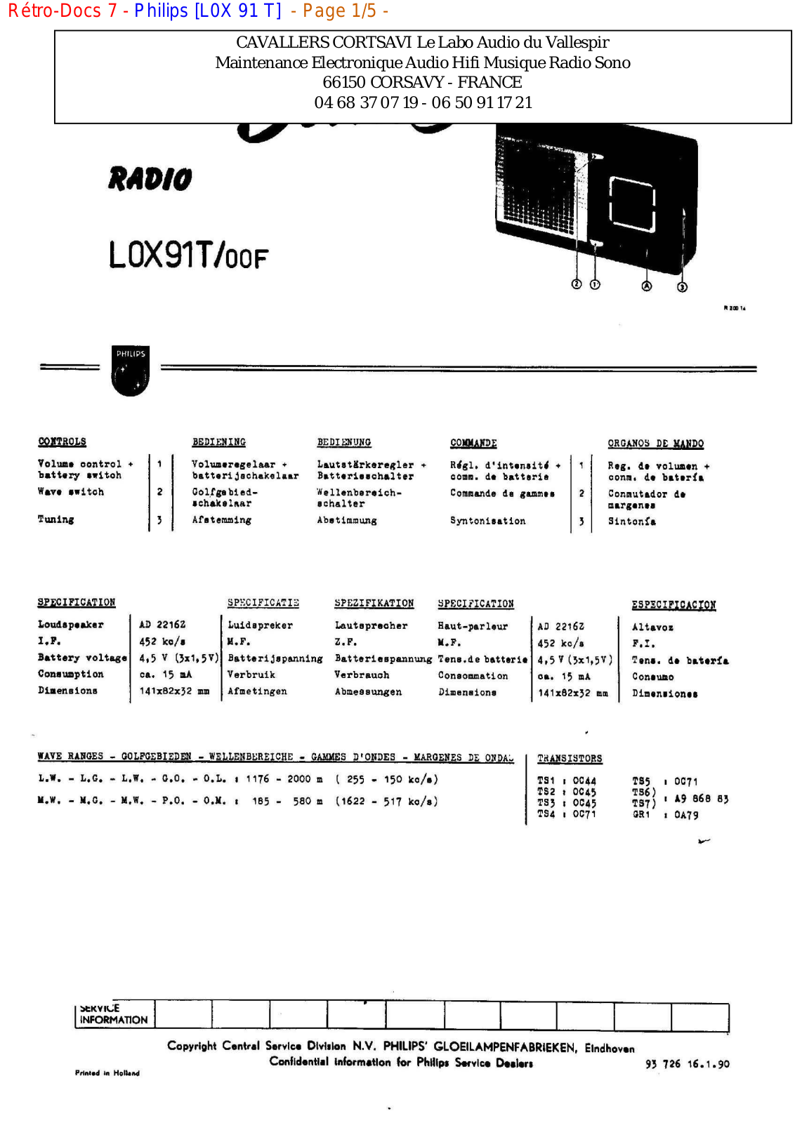 Philips l0x 91 t Datasheet - ManualMachine.com
