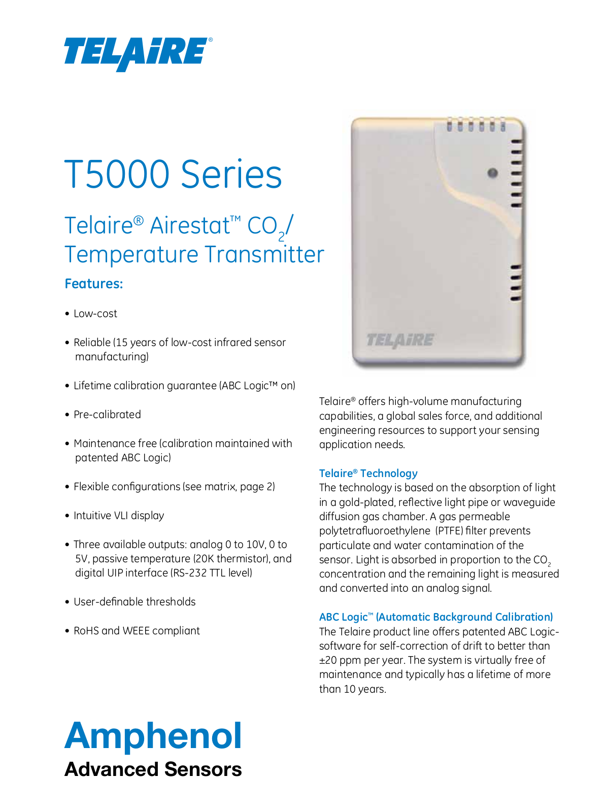 Telaire T5100 Specifications